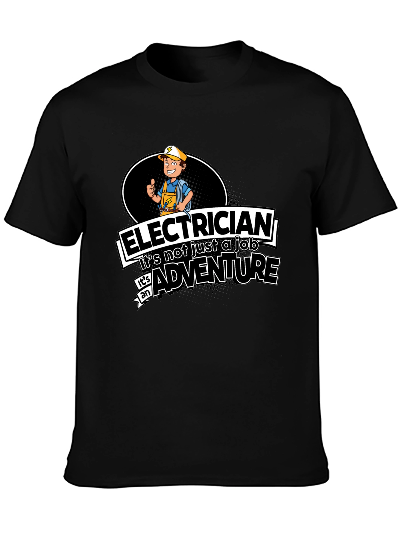 Black Electrician Adventure Graphic T-Shirt view 3