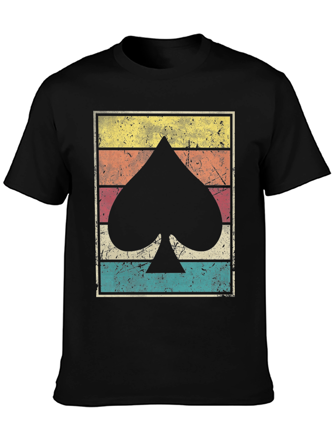 Black Retro Spade Card Graphic Tee view 3