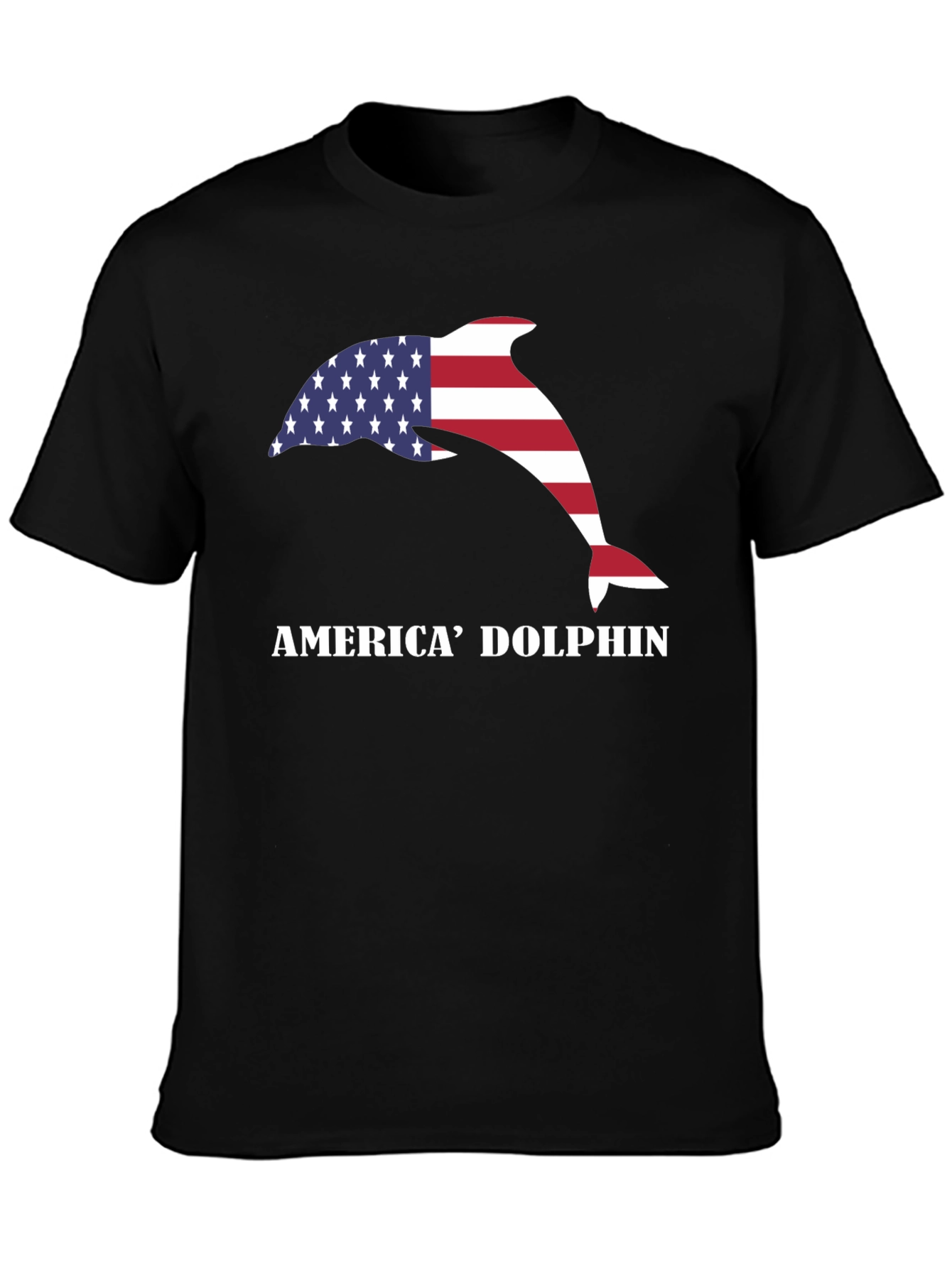 Black America Dolphin Graphic T-Shirt view 3