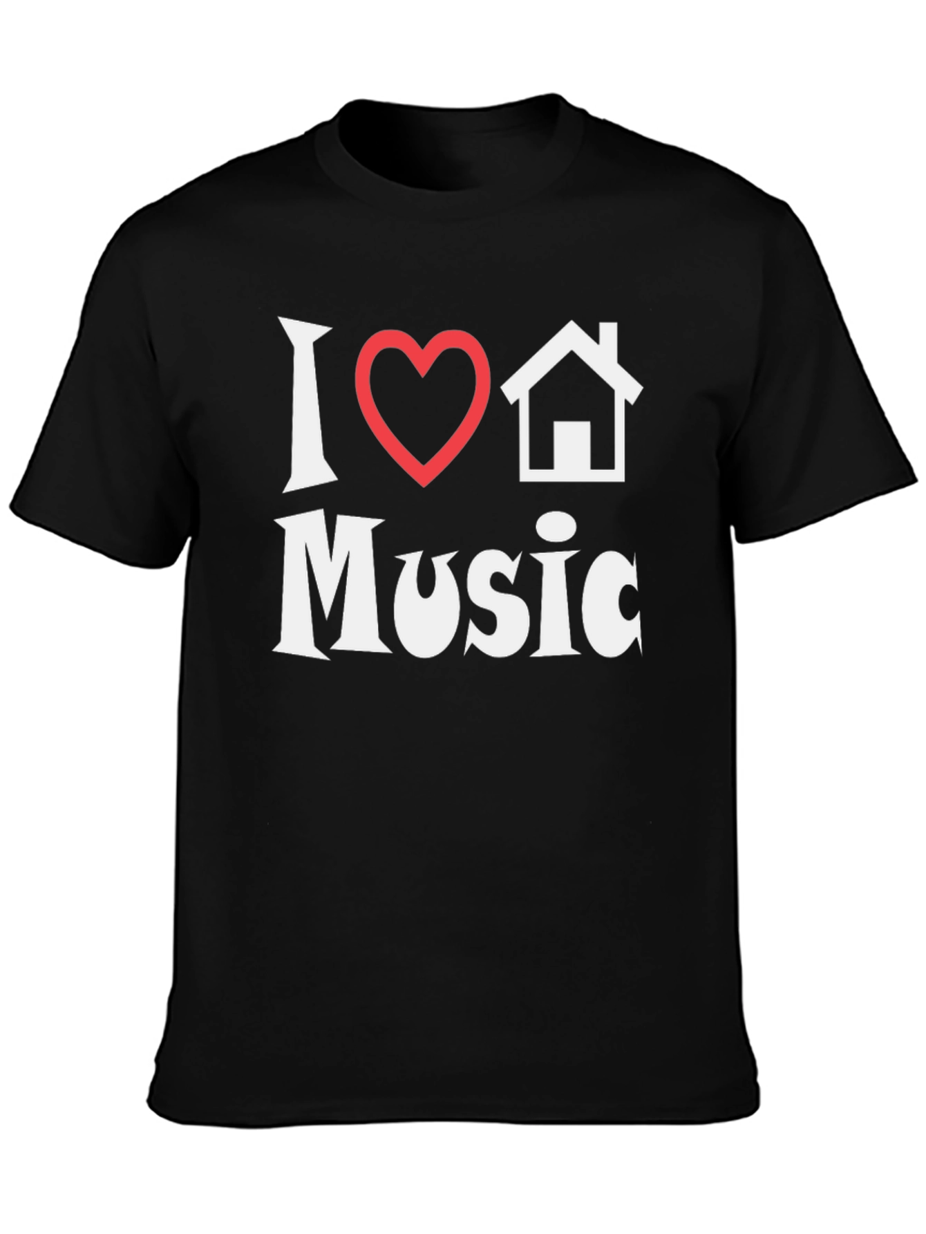 Black I Heart House Music T-Shirt - Black Cotton Tee view 3