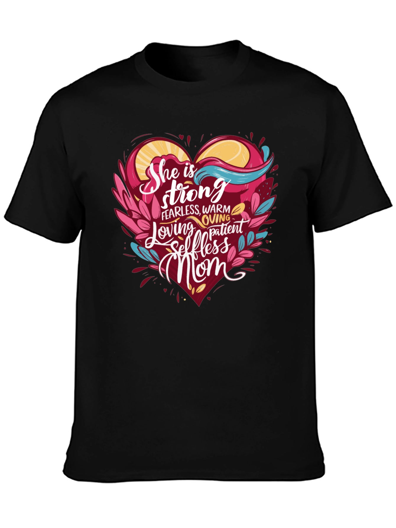 Black She is Strong Mom T-Shirt view 3