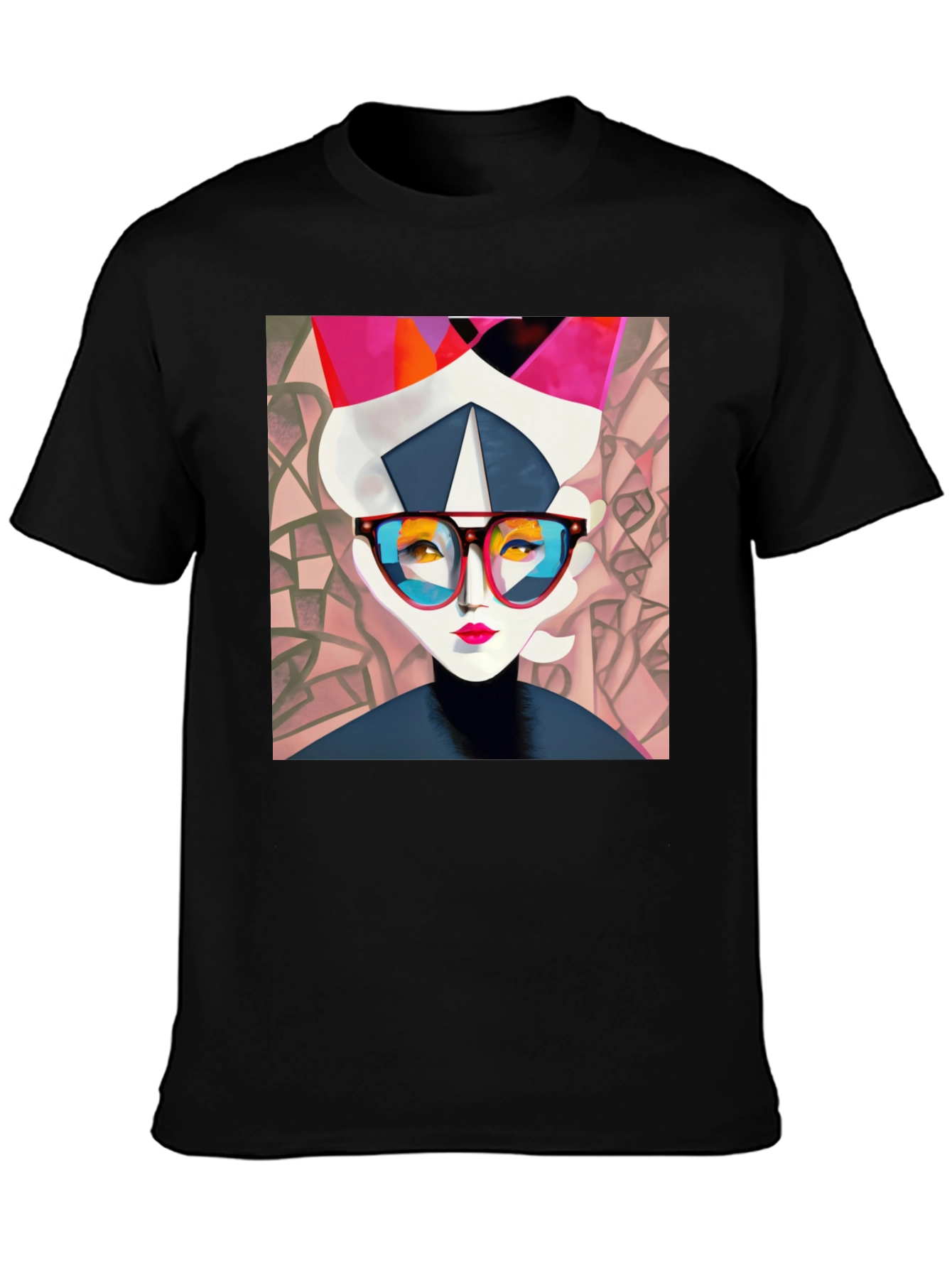 Black Abstract Woman Graphic Print Black Tee view 3