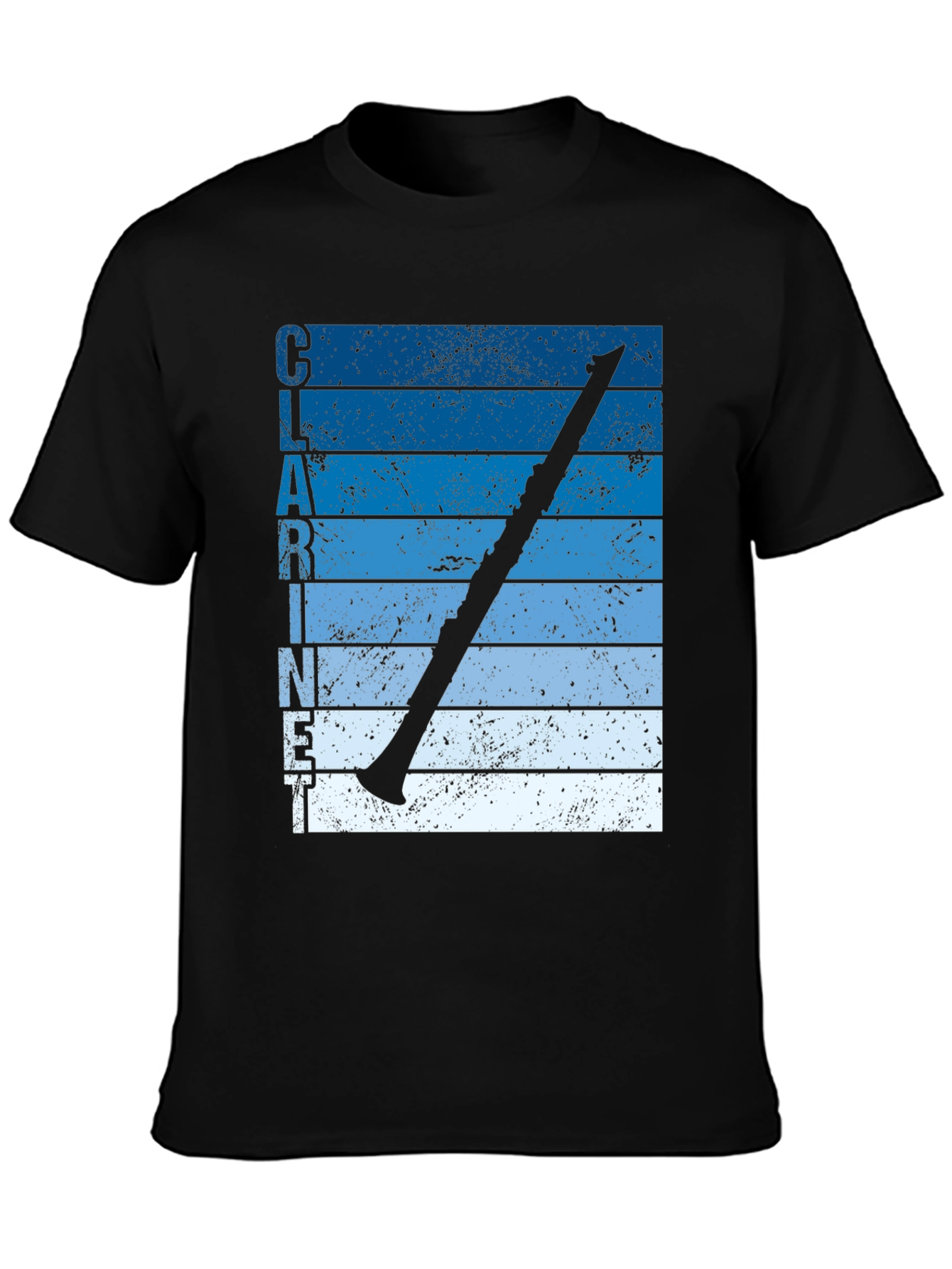 Black Clarinet Player Vintage Style T-Shirt view 3