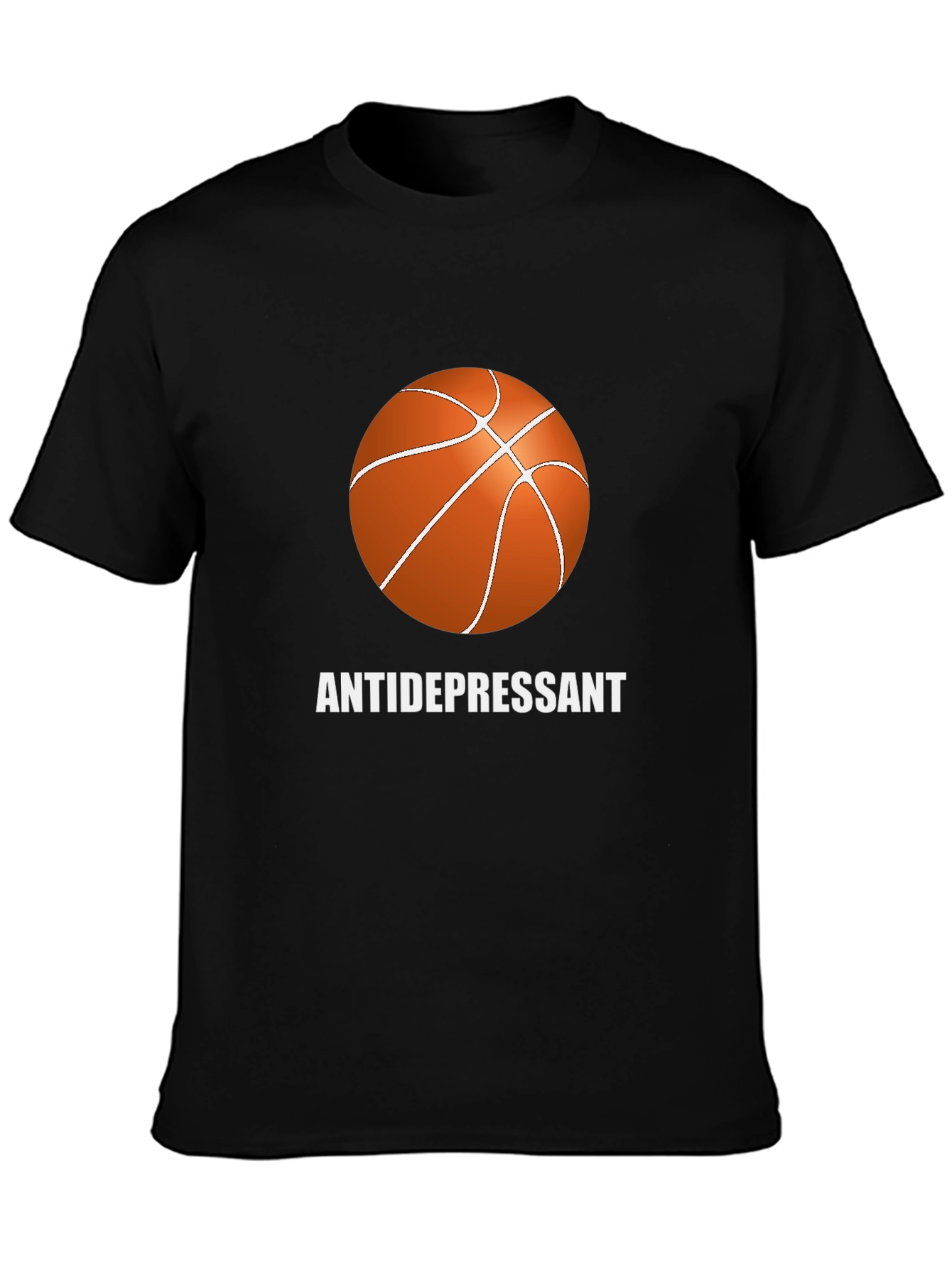 Black Basketball Antidepressant Graphic T-Shirt view 3