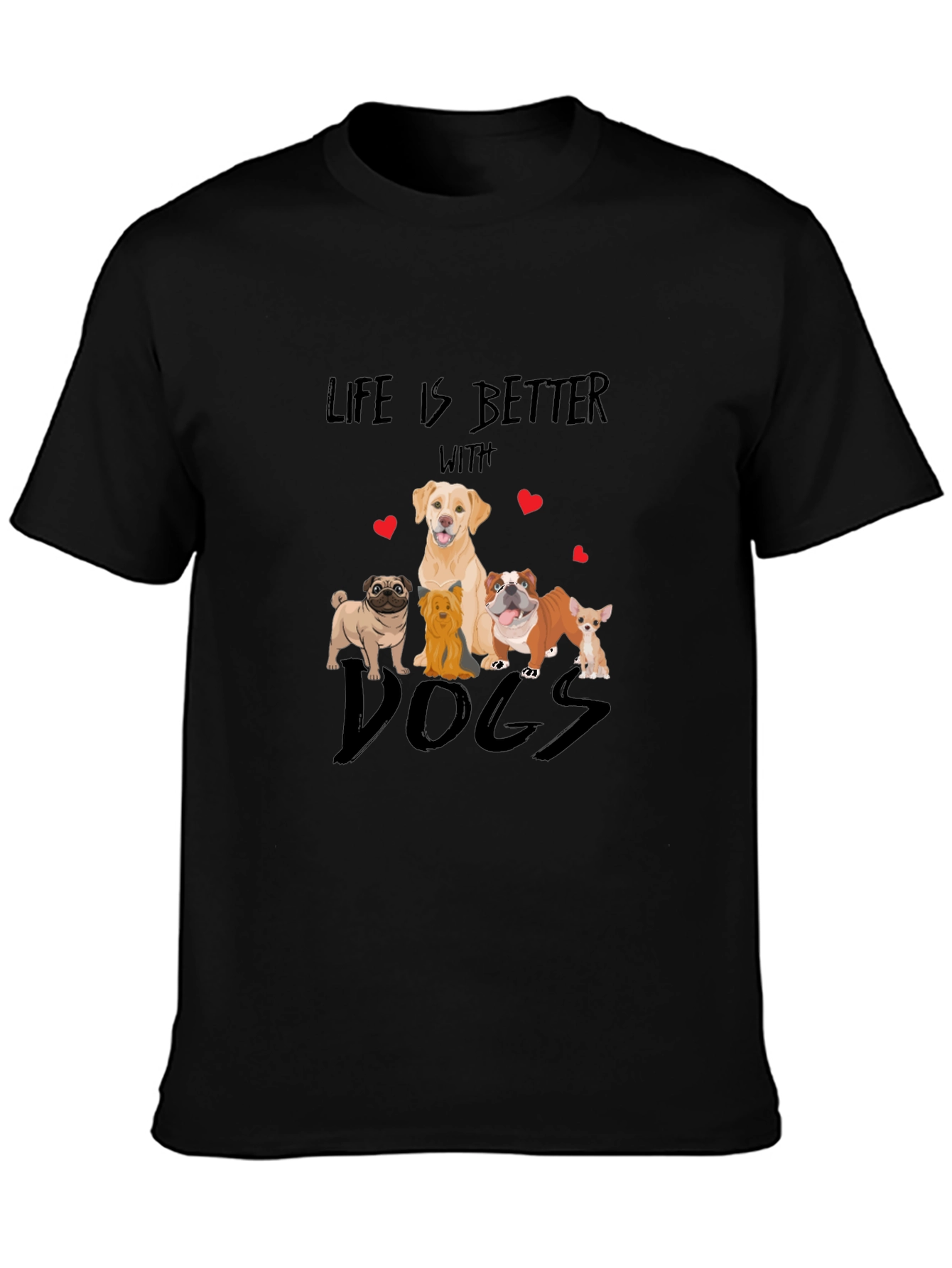 Black Life is Better With Dogs T-Shirt view 3