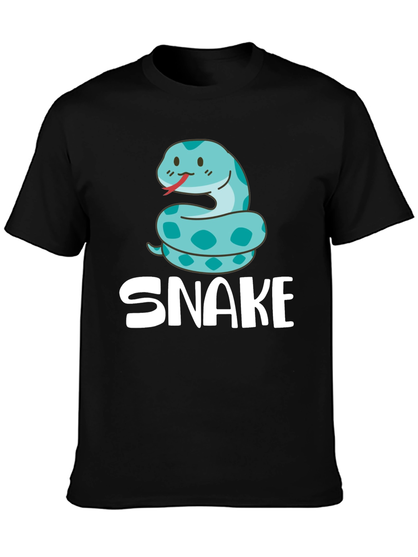 Black Cute Cartoon Snake T-Shirt - Black view 3