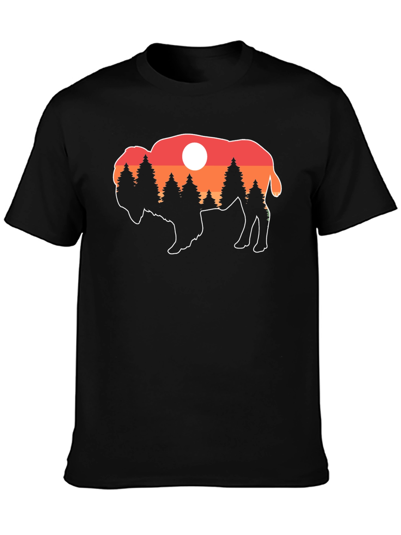 Black Buffalo Sunset T-Shirt - Nature Inspired Graphic Tee view 3