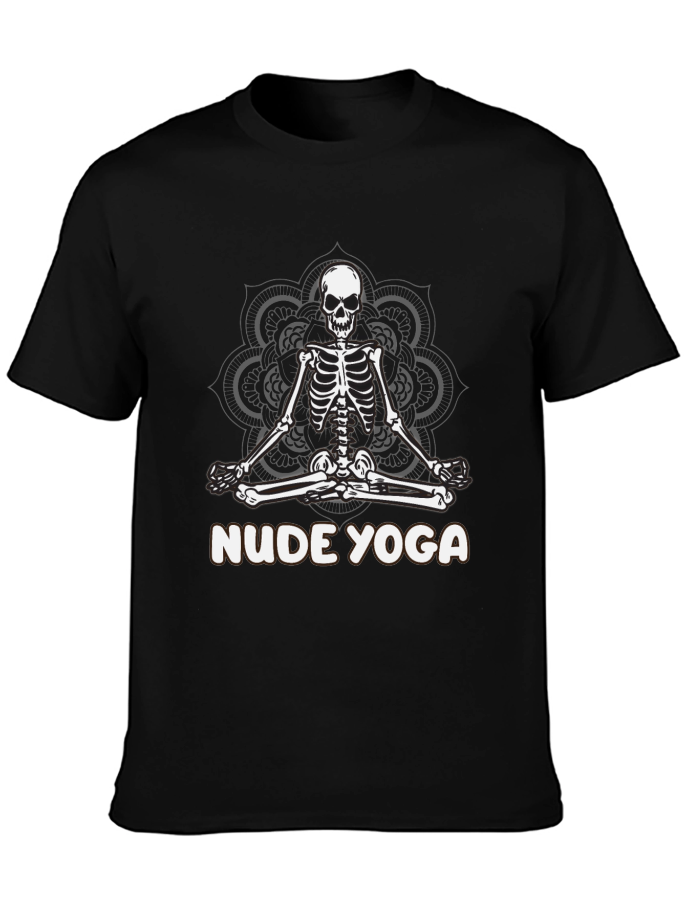 Black Nude Yoga Skeleton T-Shirt - Relaxed Meditation Tee view 3