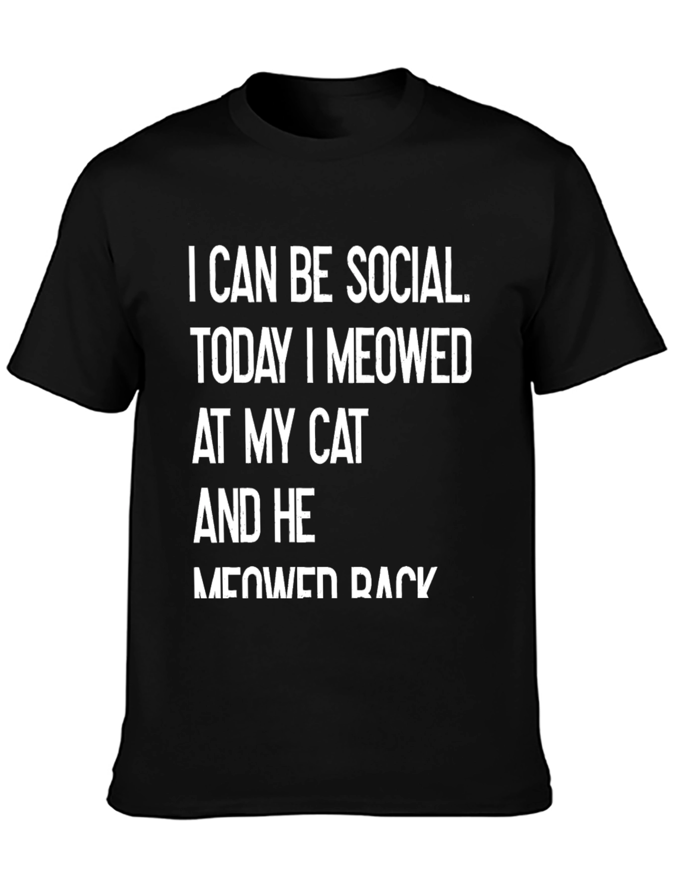 Black Funny Cat Lover T-Shirt - I Can Be Social view 3