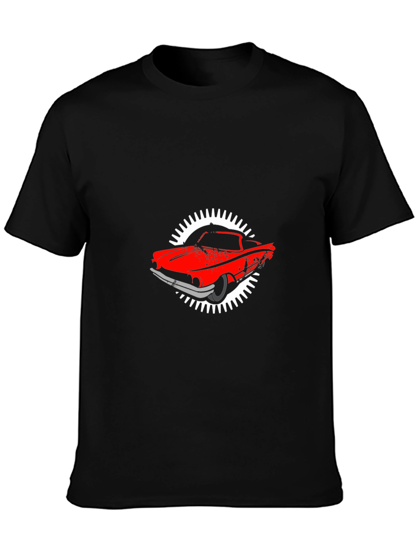 Retro Car Graphic Black T-Shirt - 3