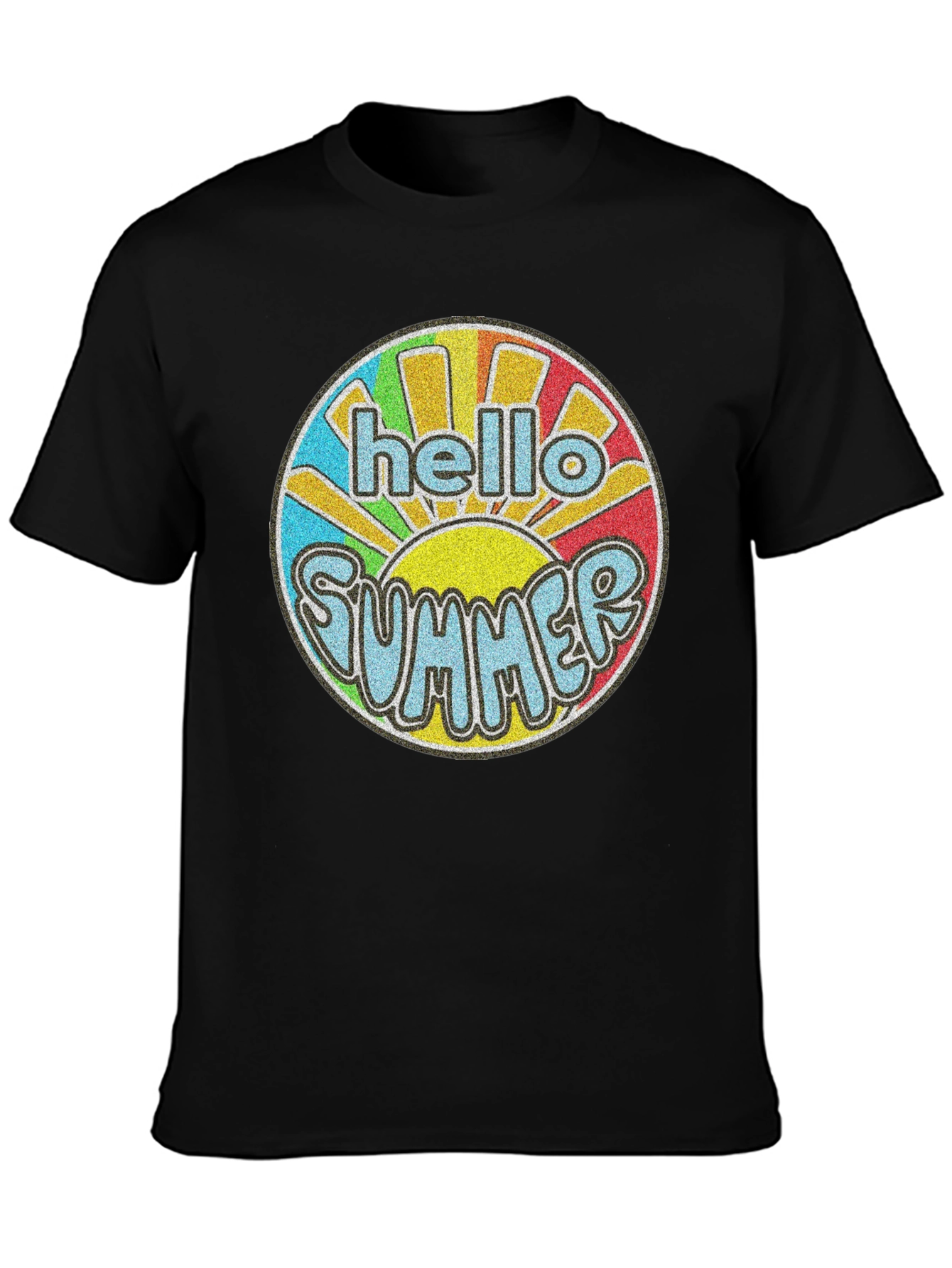 Black Hello Summer Retro Graphic T-Shirt view 3