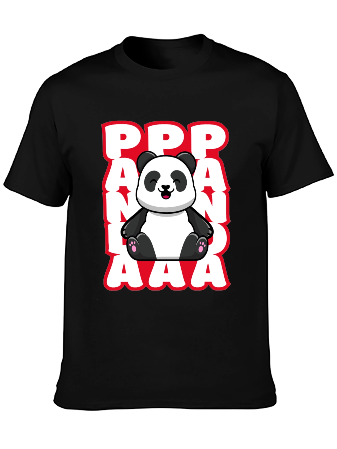 Black Cute Panda T-Shirt - PPP AAA Design view 3