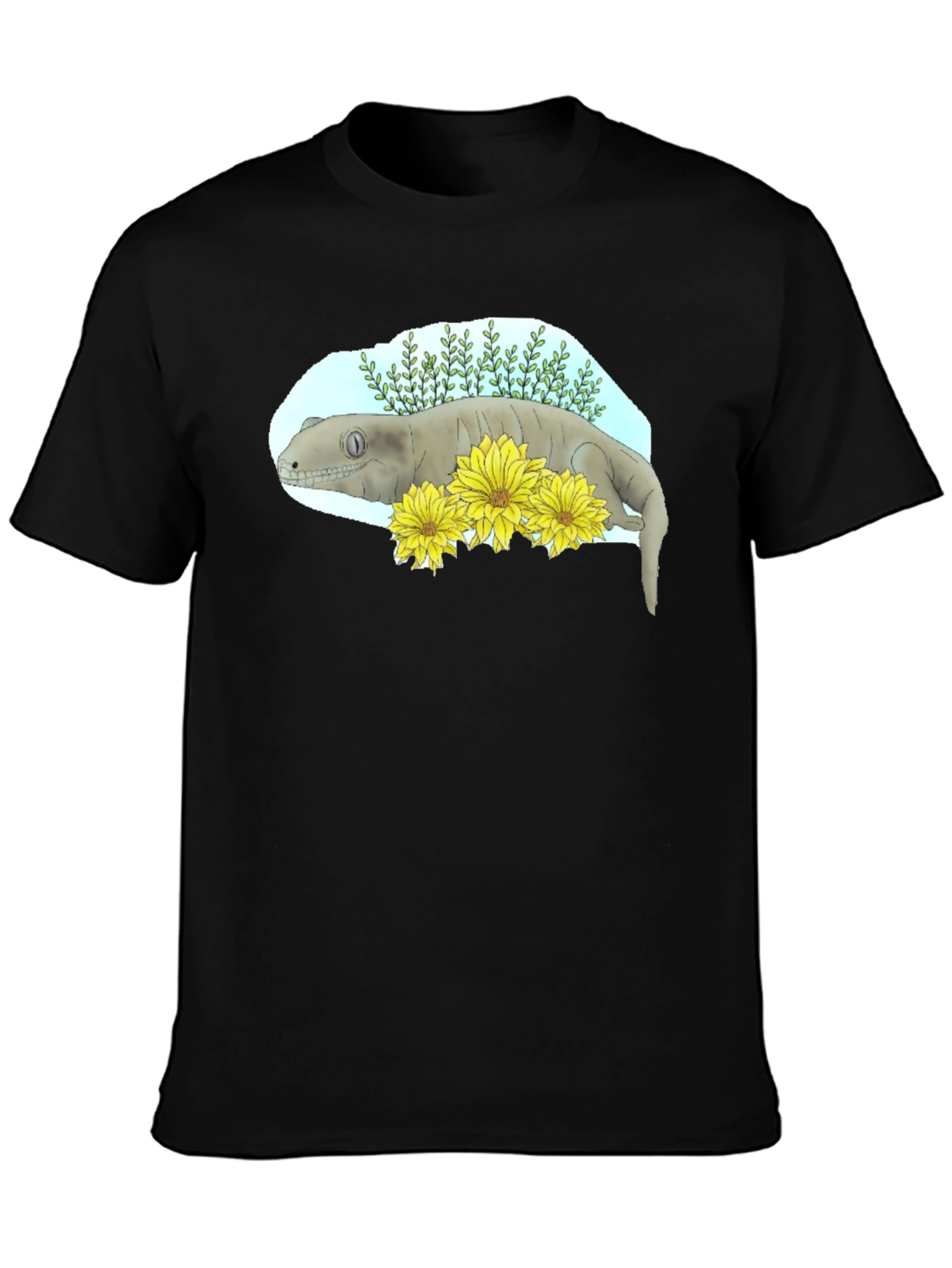 Black Crested Gecko Graphic Tee - Unique Reptile Lover's Shirt view 3