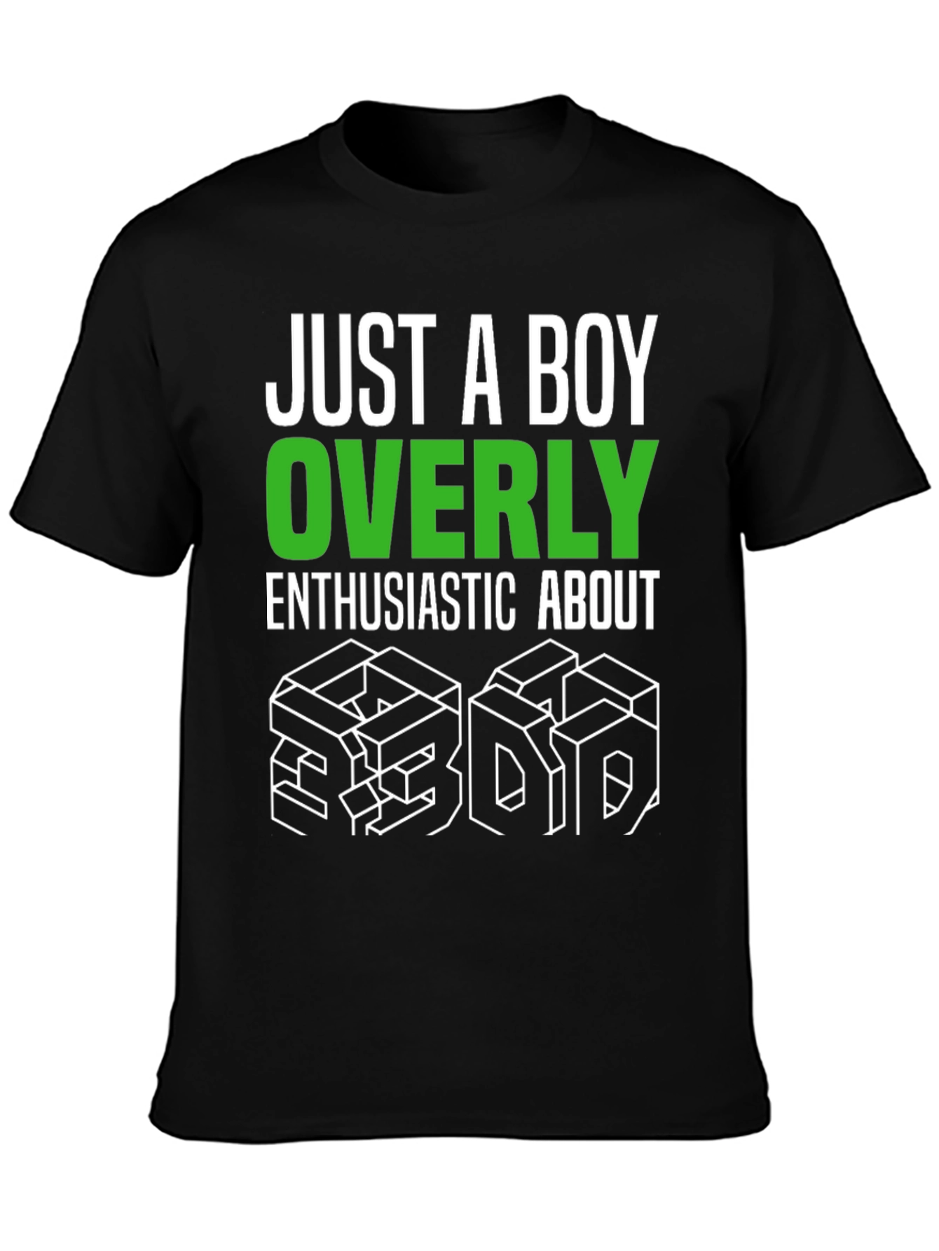 Black Enthusiastic About 3D Black Graphic Tee view 3