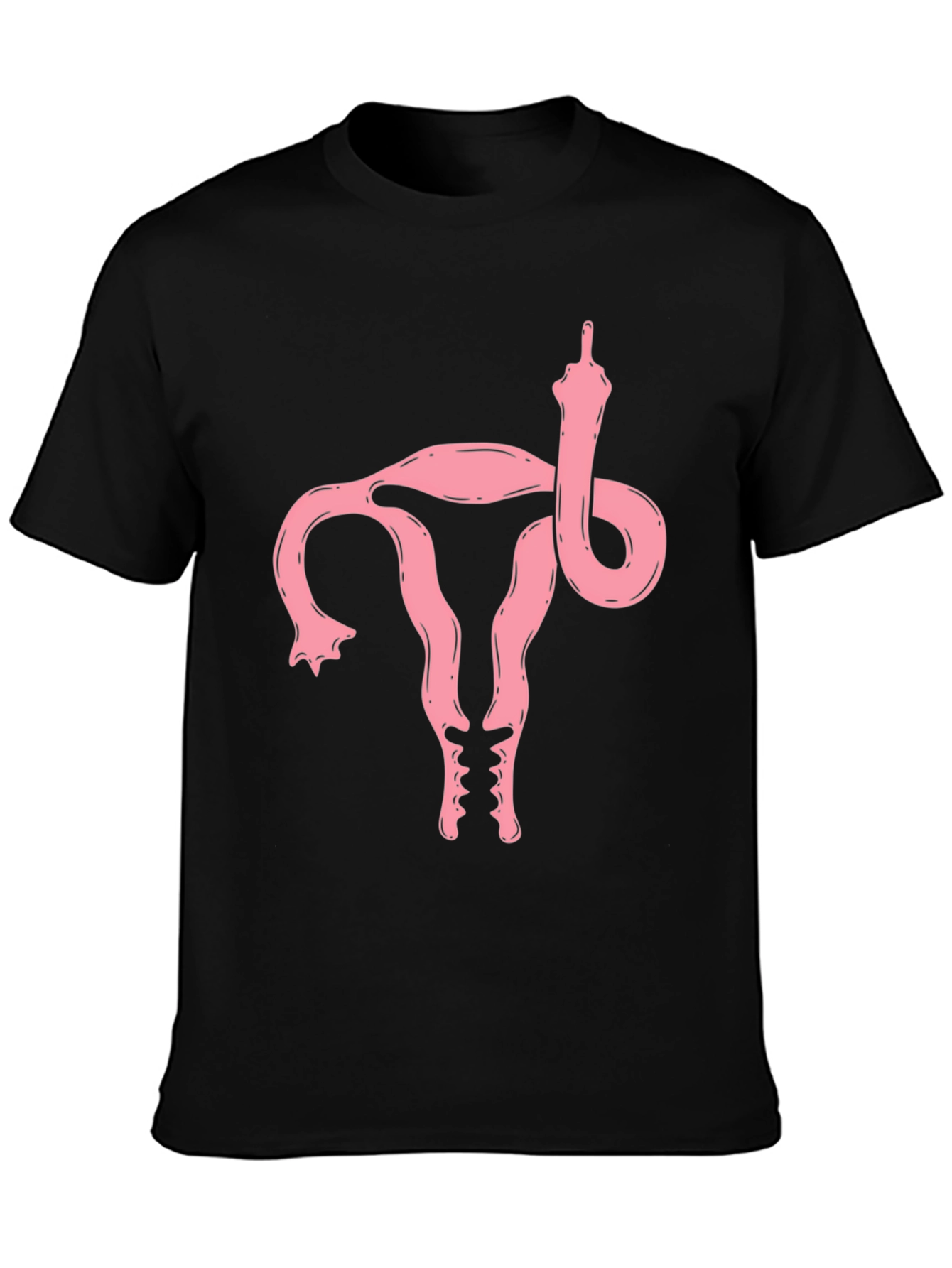 Black Uterus Middle Finger Graphic T-Shirt - Protest Tee view 3