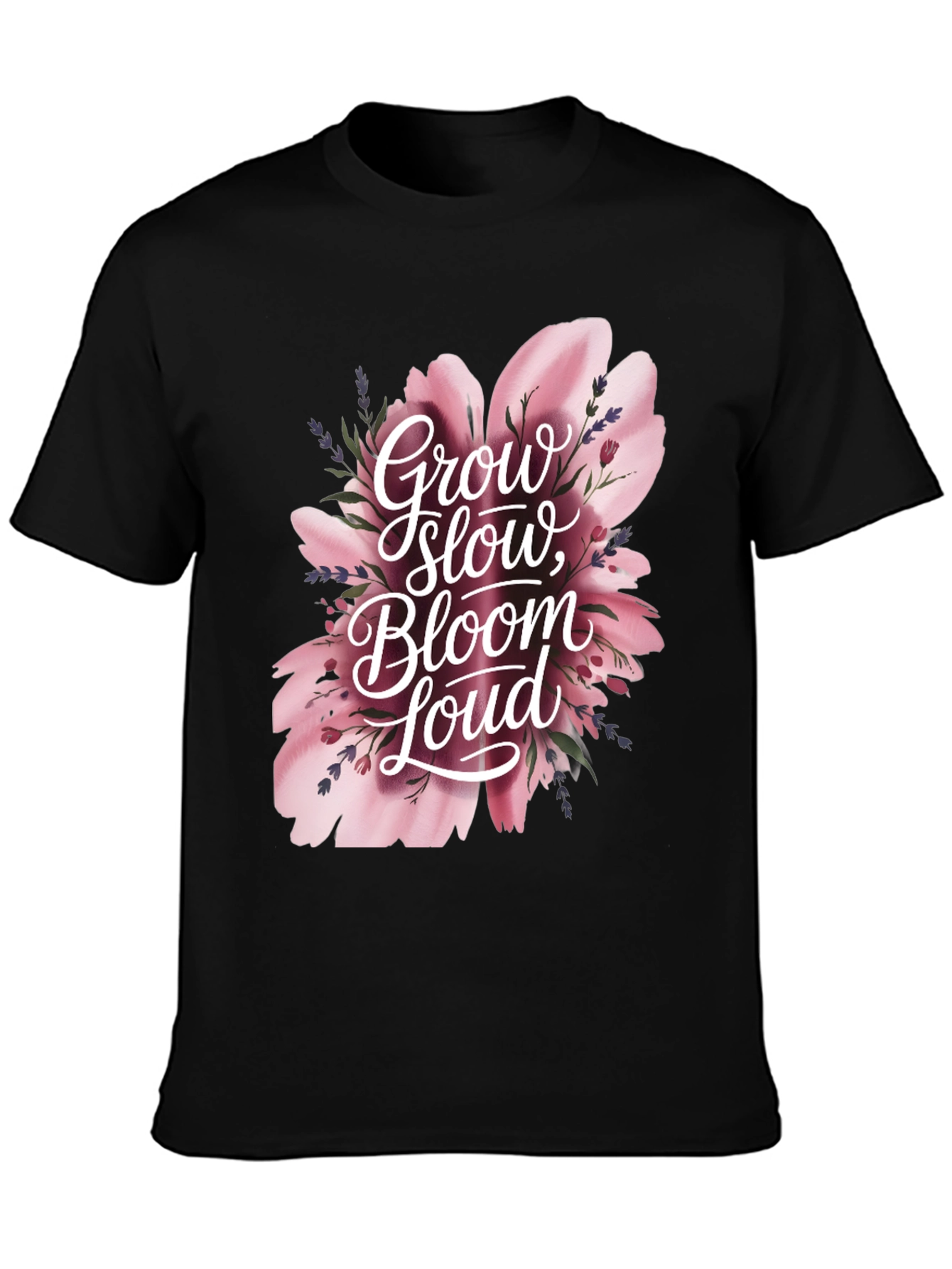 Black Grow Slow Bloom Loud Graphic Tee view 3
