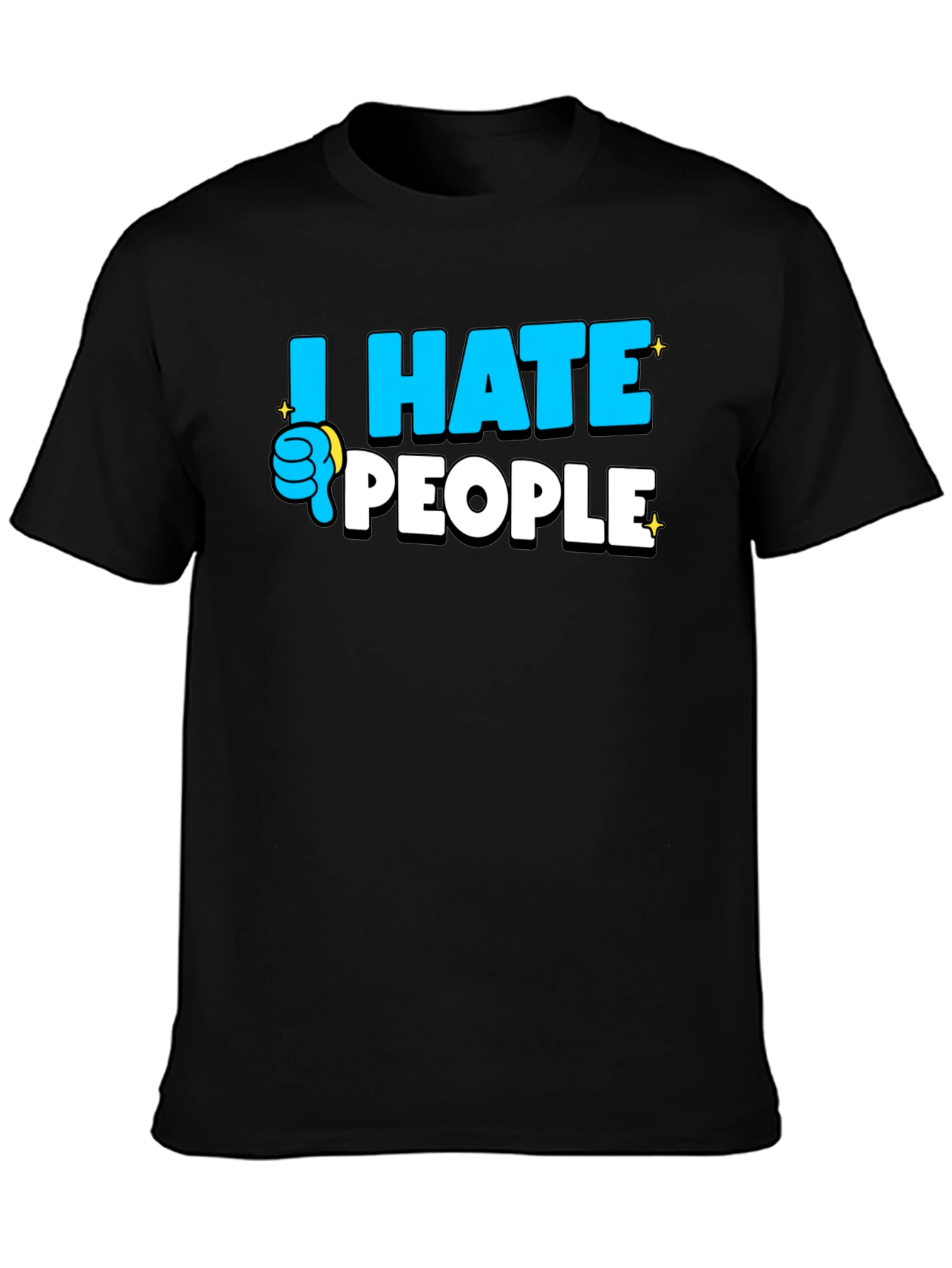 Black I Hate People Graphic T-Shirt - Black view 3