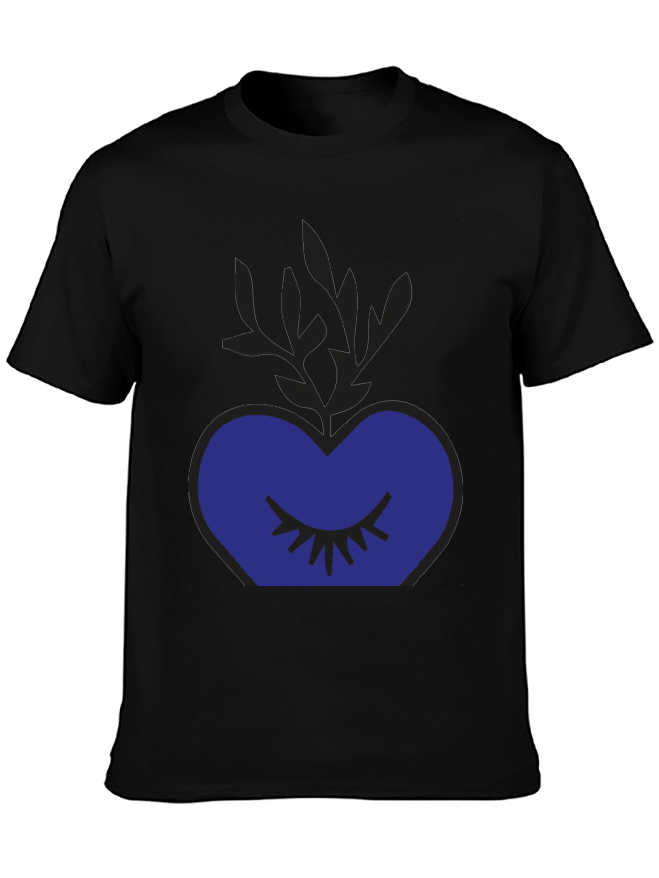 Black Mystic Heart Graphic Tee - Black Cotton Blend Shirt view 3