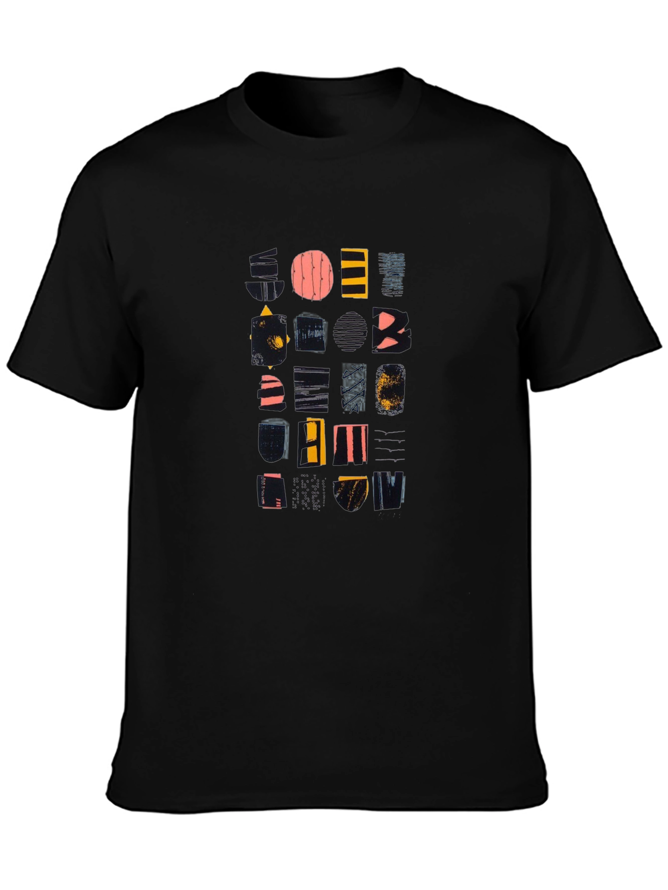 Black Abstract Geometric Pattern Black T-Shirt view 3