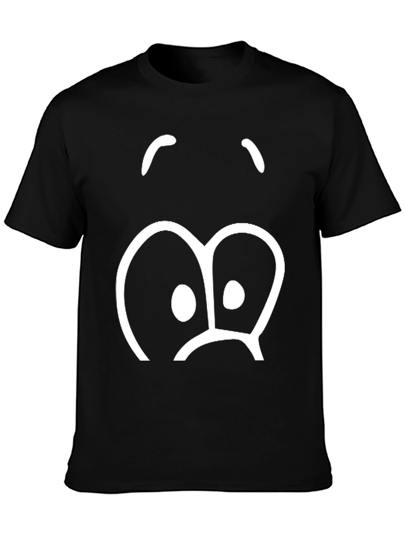 Black Funny Sad Face Graphic Print T-Shirt view 3