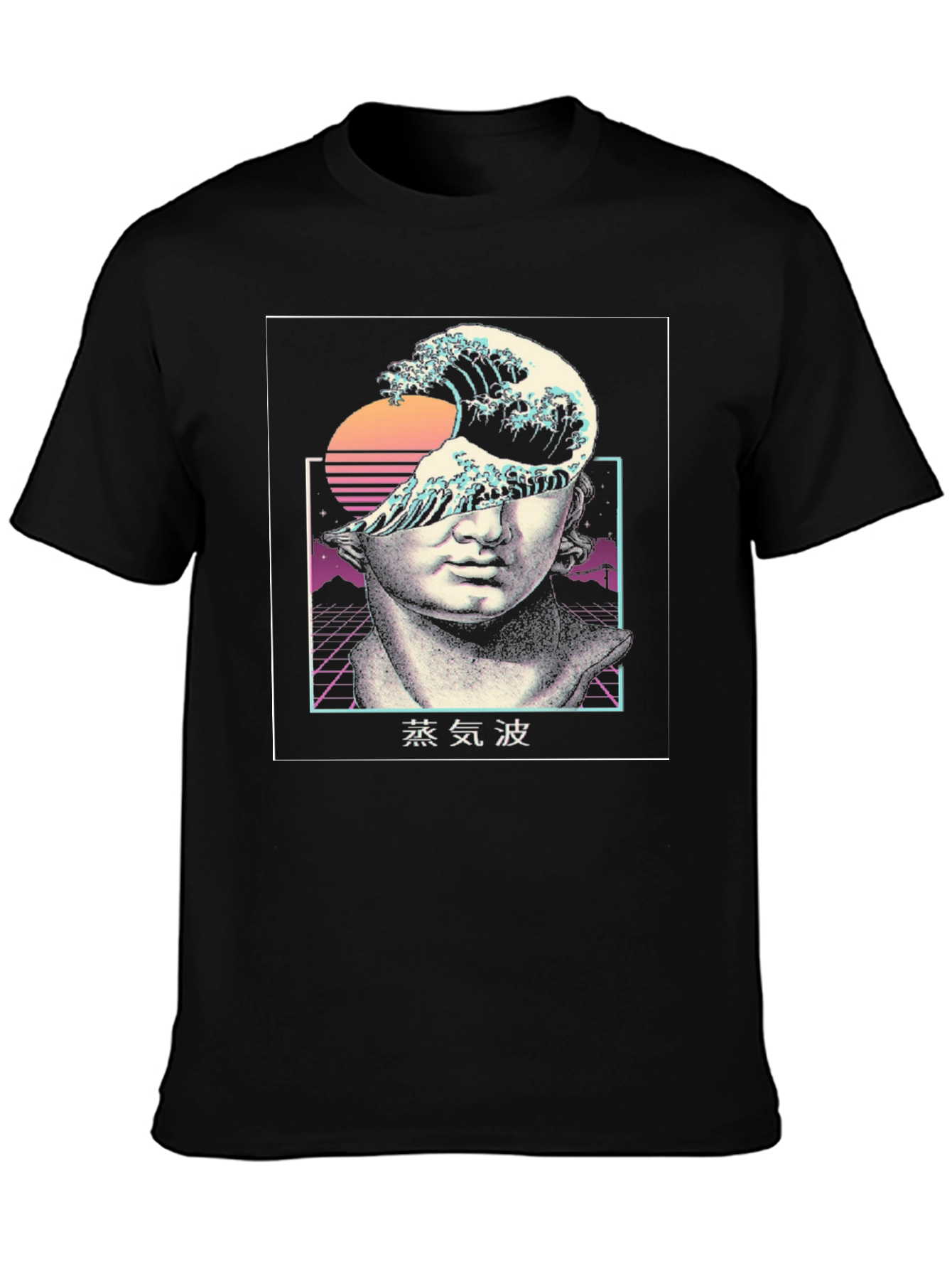 Black Vaporwave Statue Graphic Tee view 3