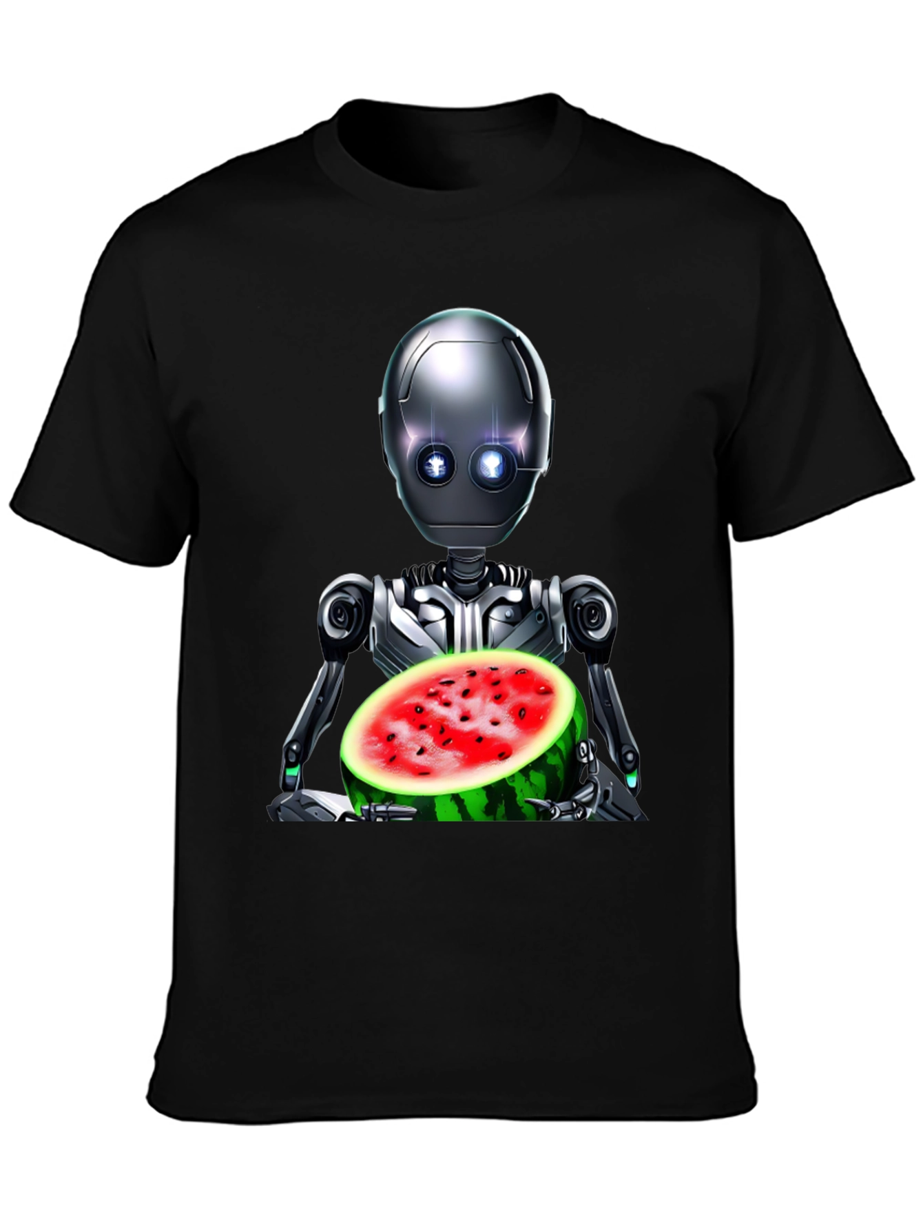 Black Robot with Watermelon Graphic Tee view 3