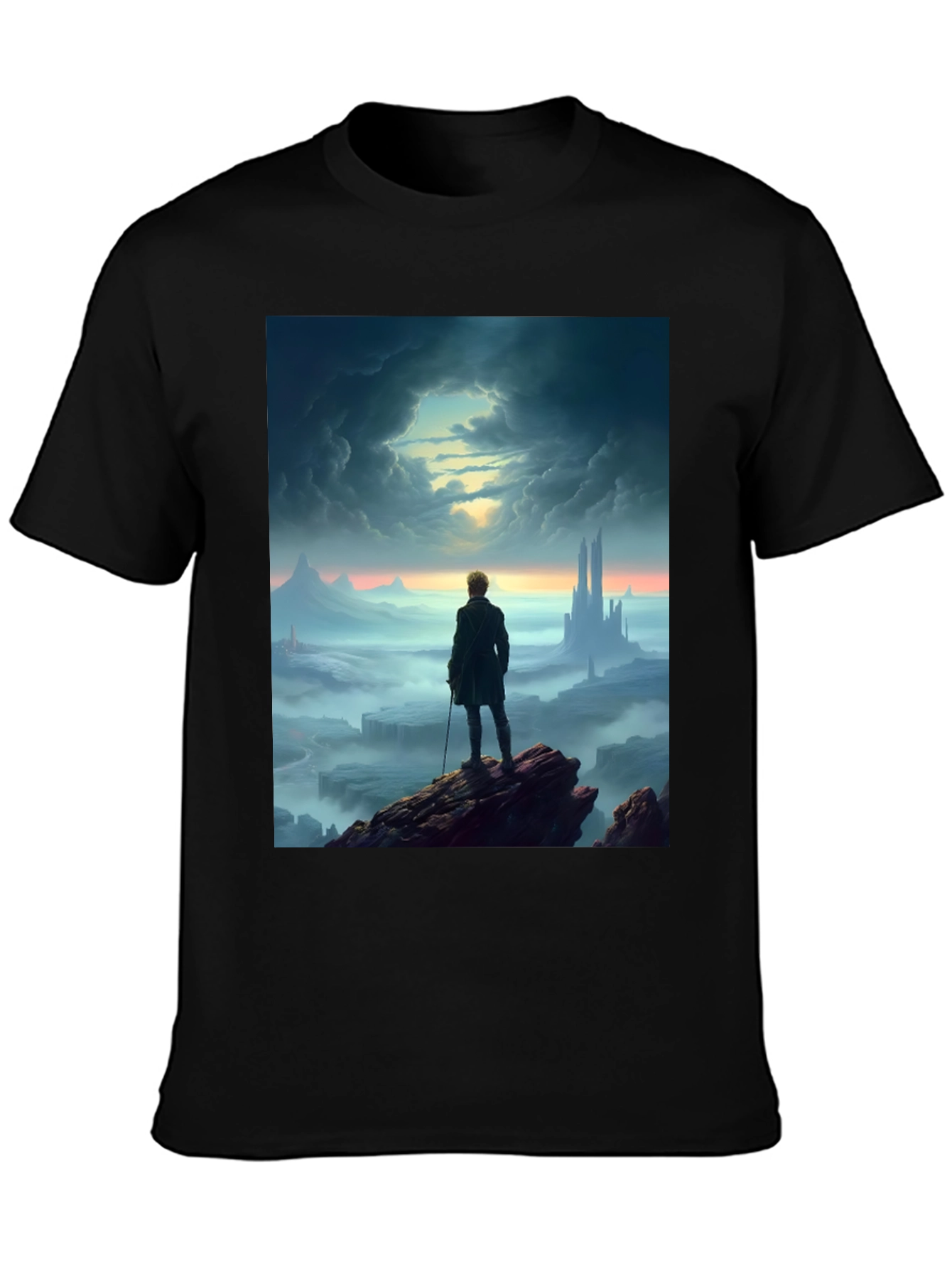 Black Epic Landscape Graphic Tee - Black Cotton Blend view 3