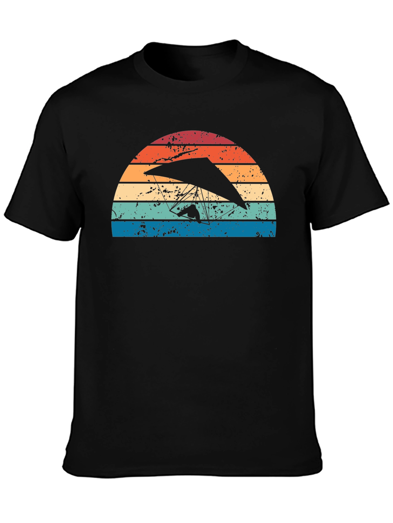 Black Hang Gliding Sunset Graphic Tee - Black Cotton Shirt view 3