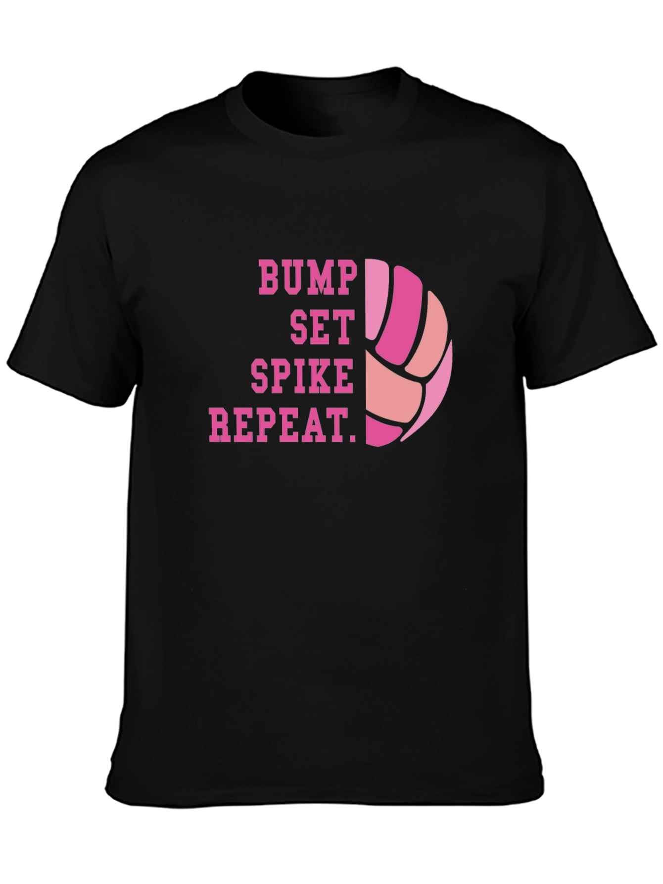 Black Volleyball Bump Set Spike Repeat Graphic Tee view 3
