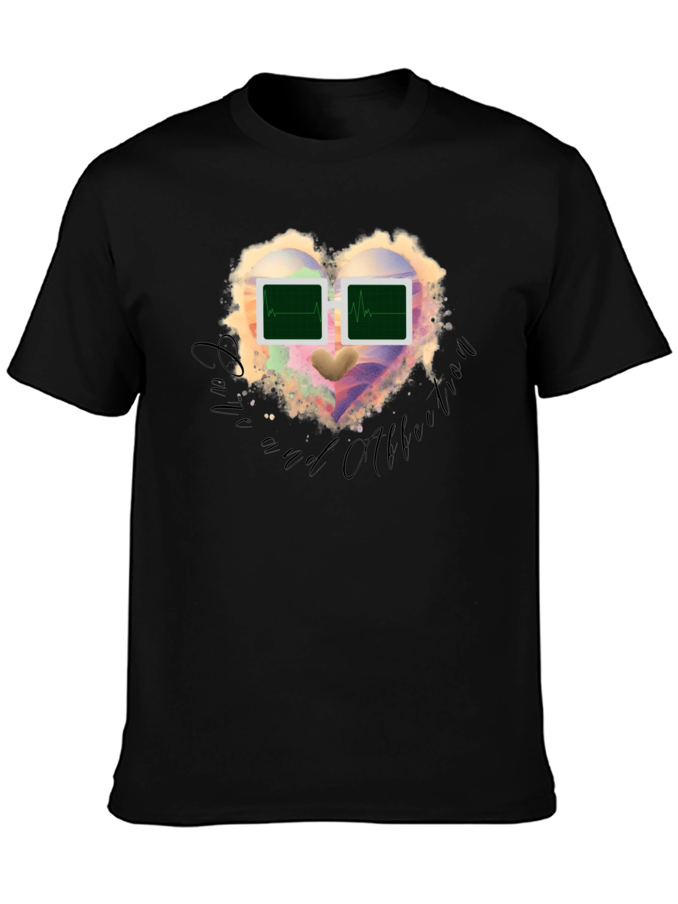 Black Love and Affection Heartbeat T-Shirt view 3