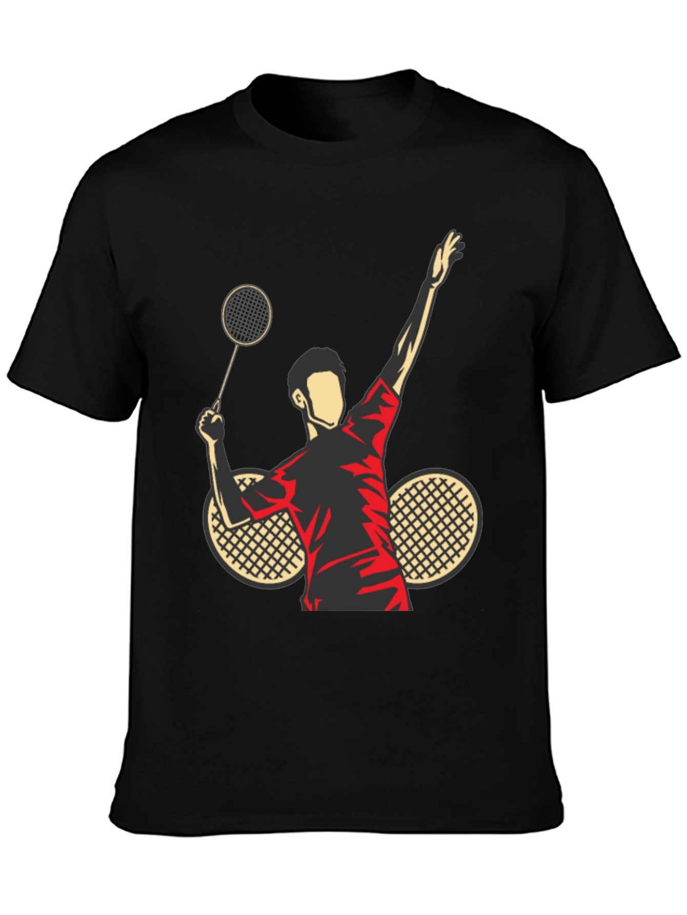 Black Badminton Player Graphic Tee - Black Cotton view 3