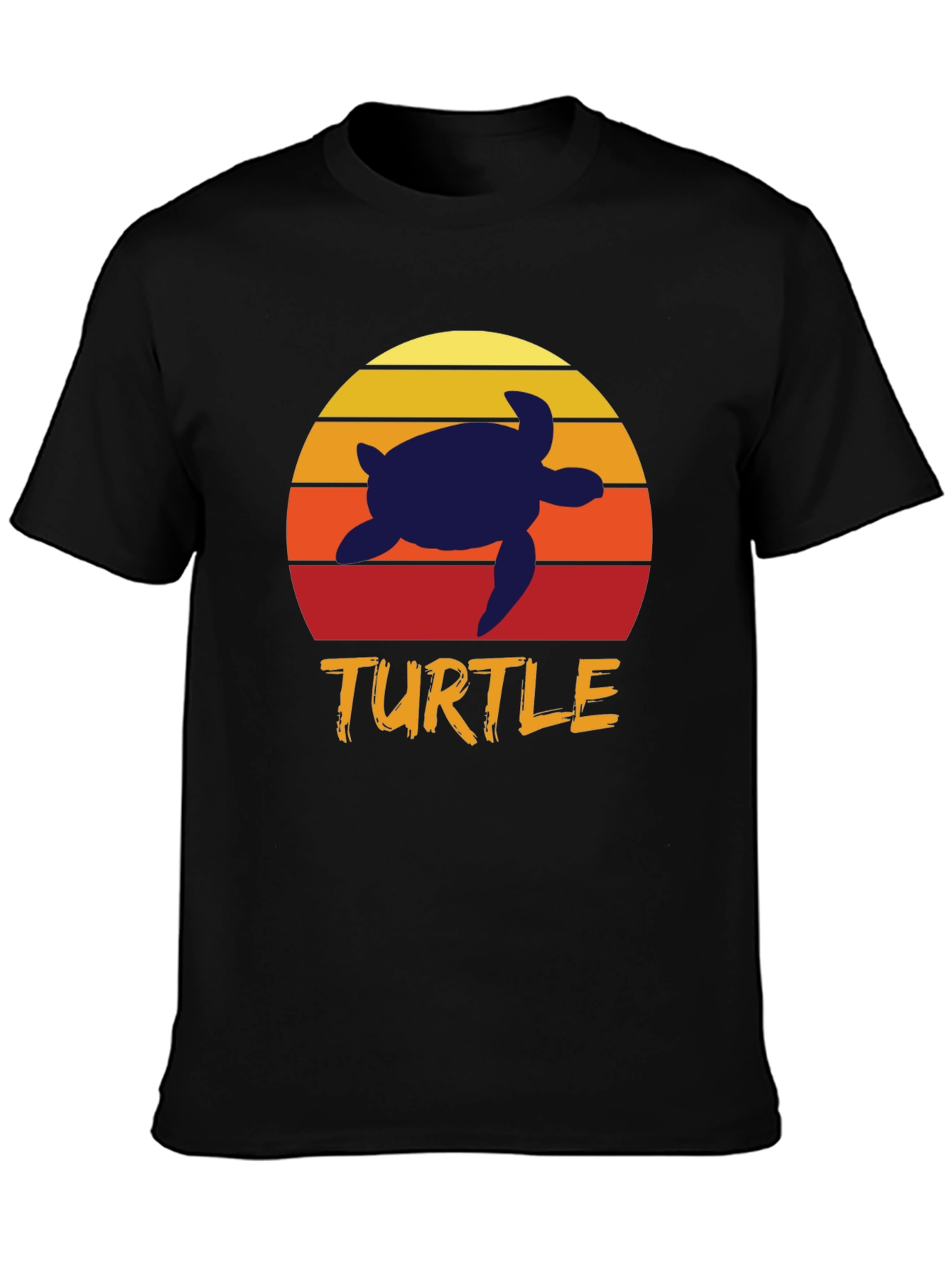 Black Retro Turtle T-Shirt - Sunset Silhouette Tee view 3