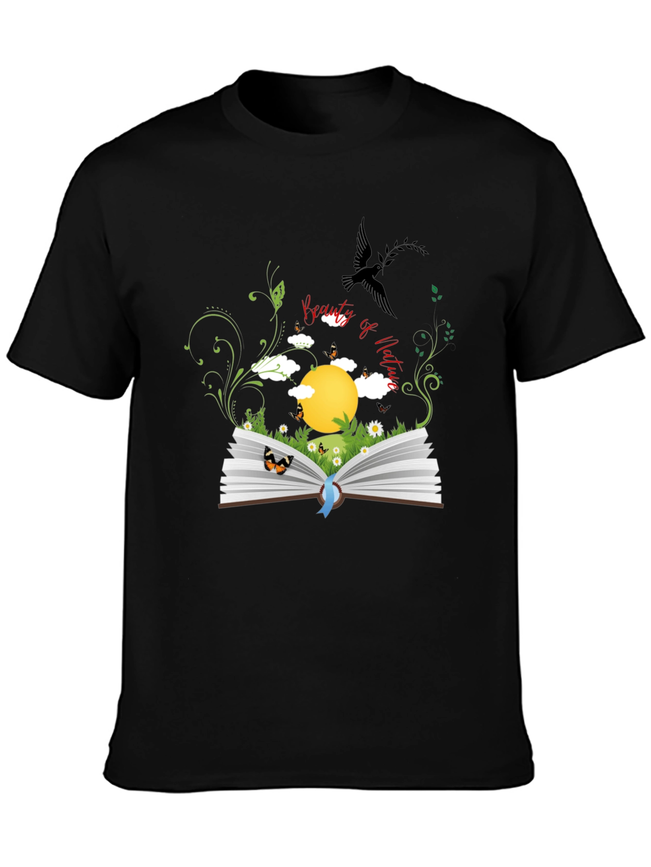 Black Nature Book Graphic Tee - Black view 3