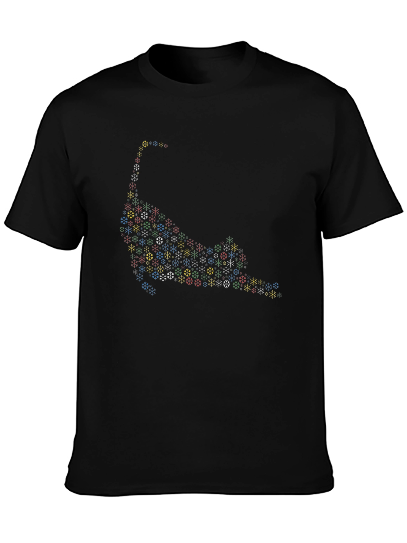 Black Cool Geometric Cat T-Shirt view 3
