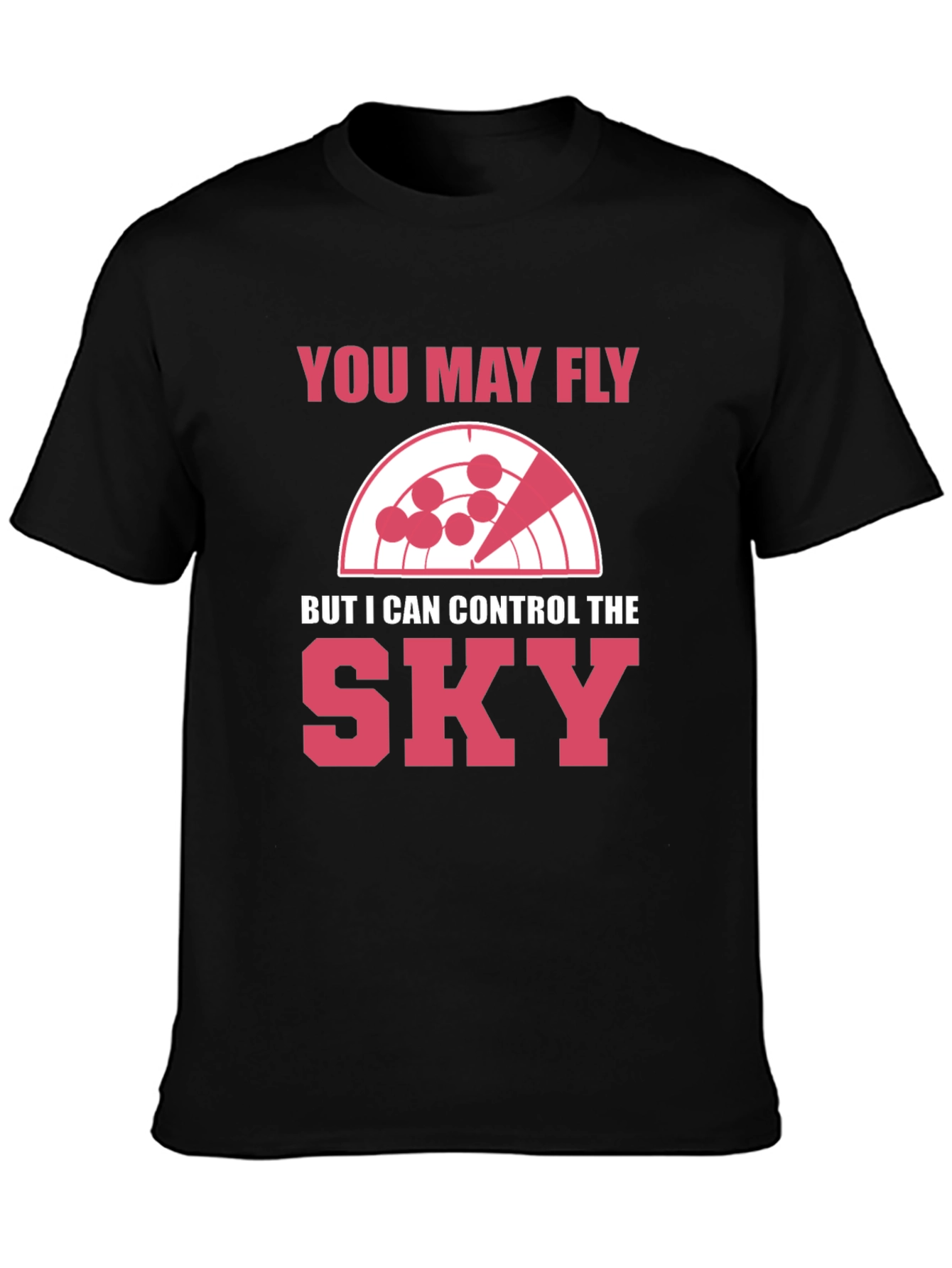 Black Control the Sky T-Shirt - Radar Design view 3