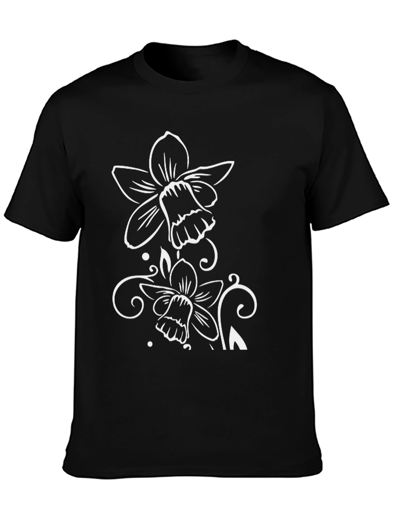 Black Black Floral Graphic Tee - Stylish and Unique Design view 3