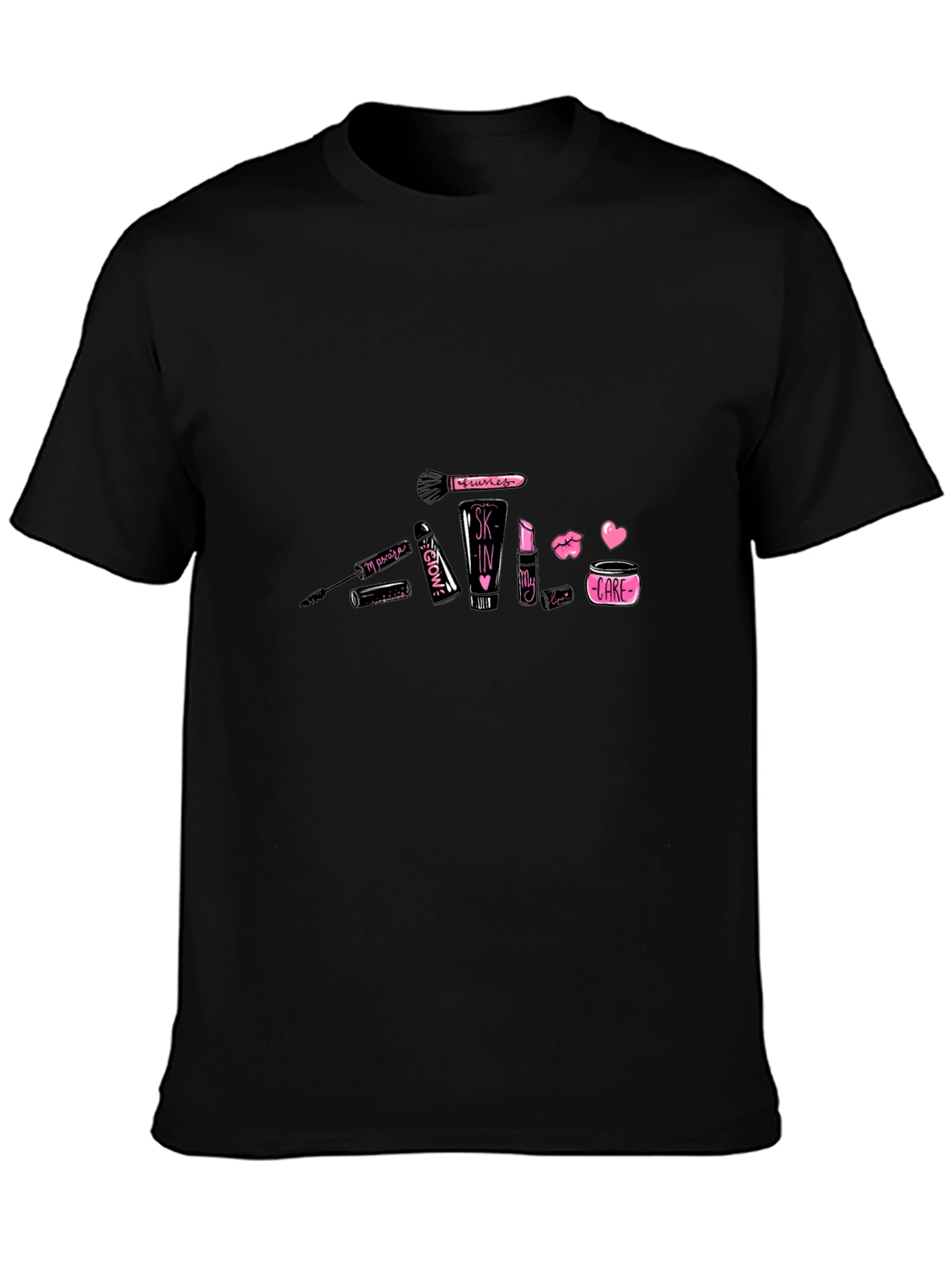 Black Makeup Graphic Tee - Black Cotton Blend view 3