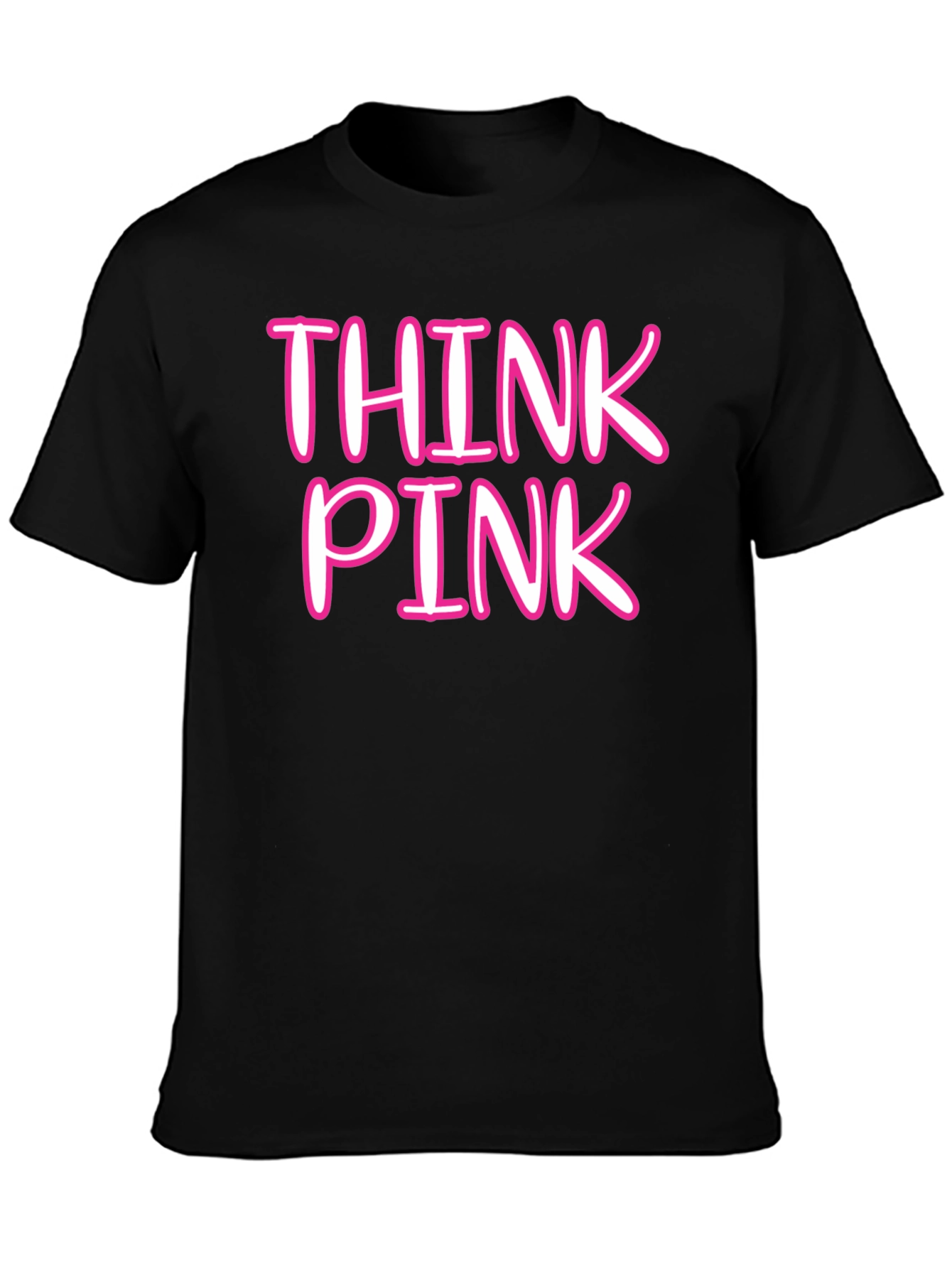 Black Think Pink Crew Neck Tee view 3