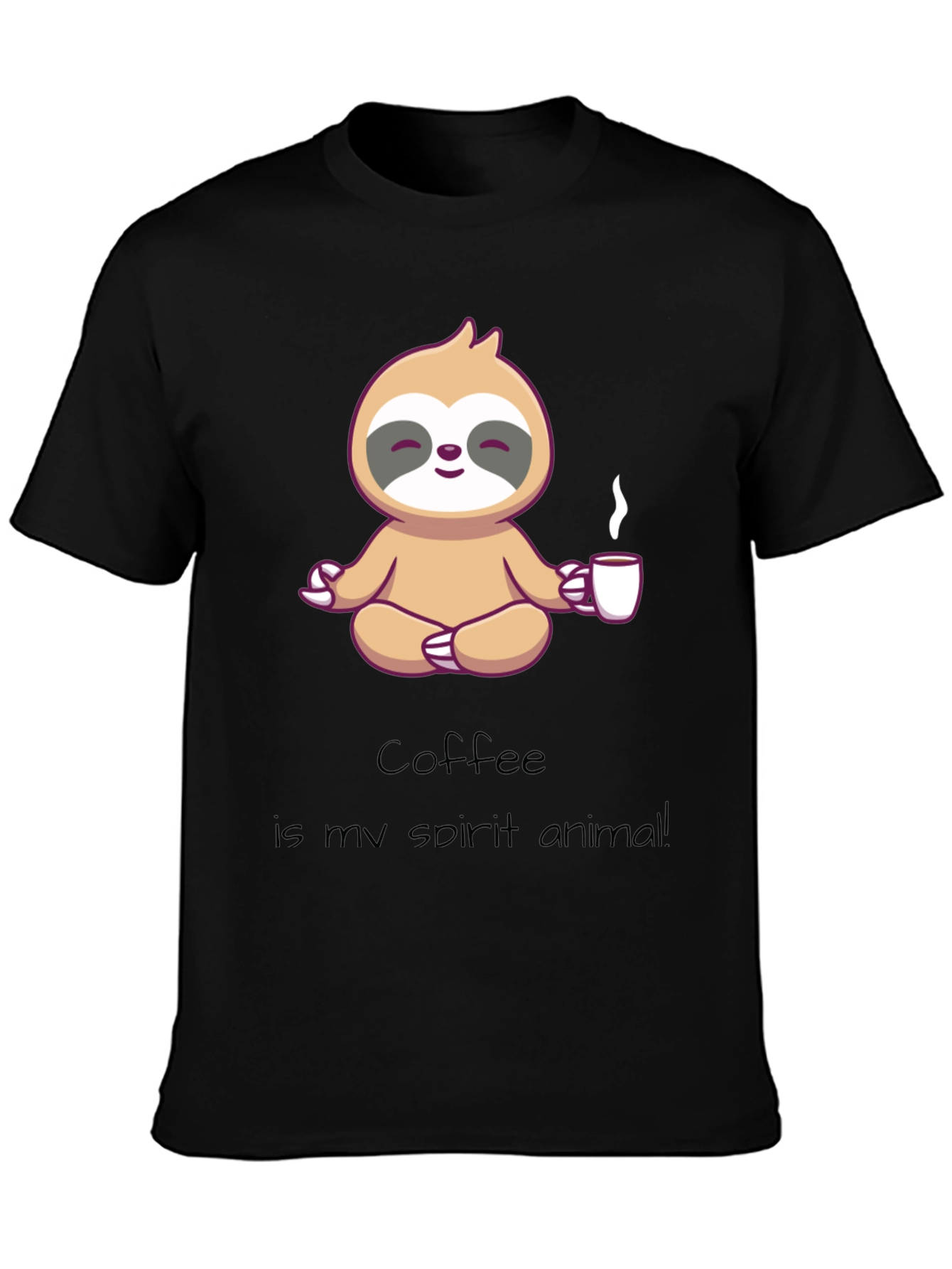 Black Coffee Sloth Spirit Animal Graphic T-Shirt view 3