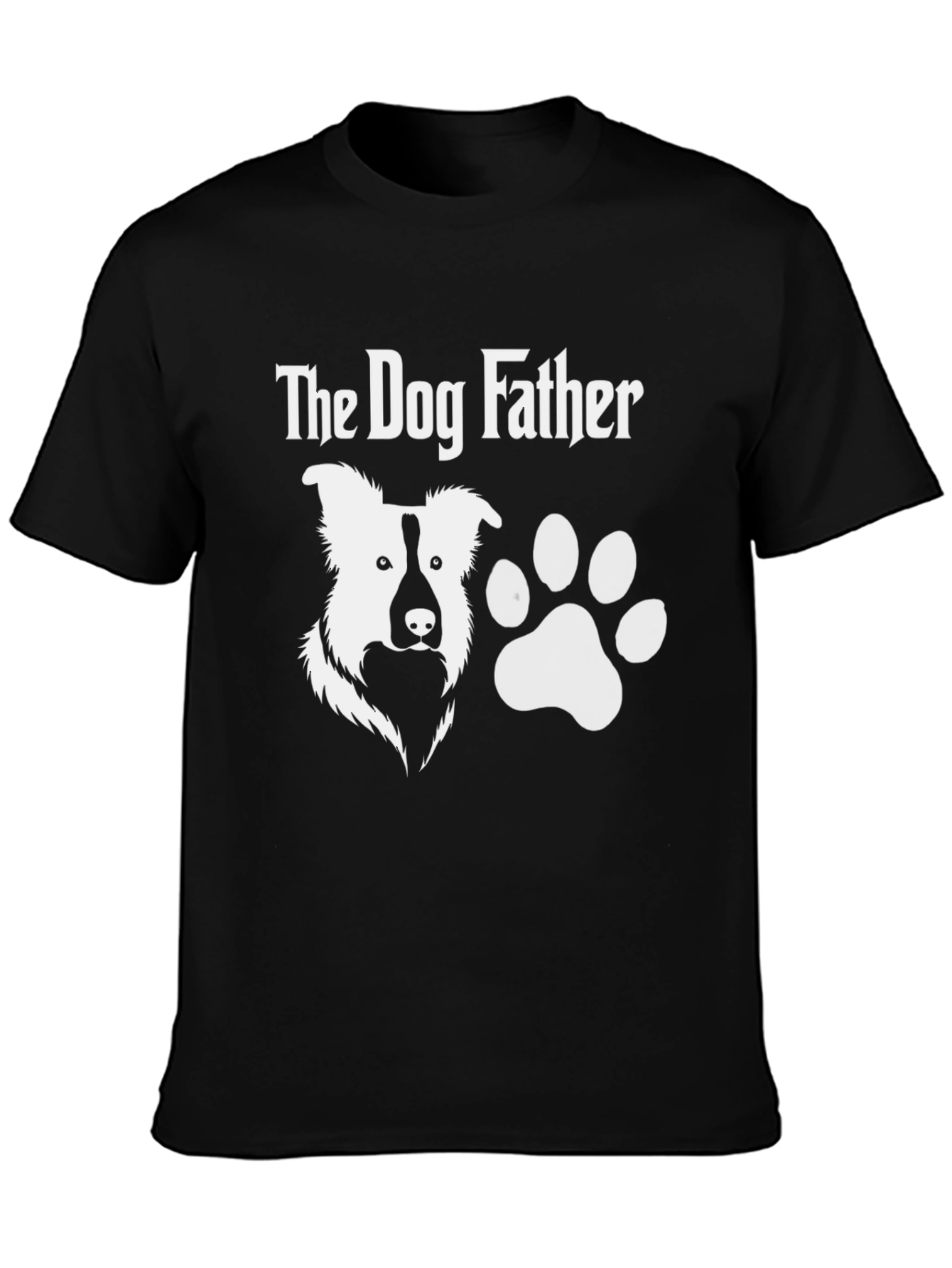 Black The Dog Father T-Shirt - Black, Dog Paw view 3
