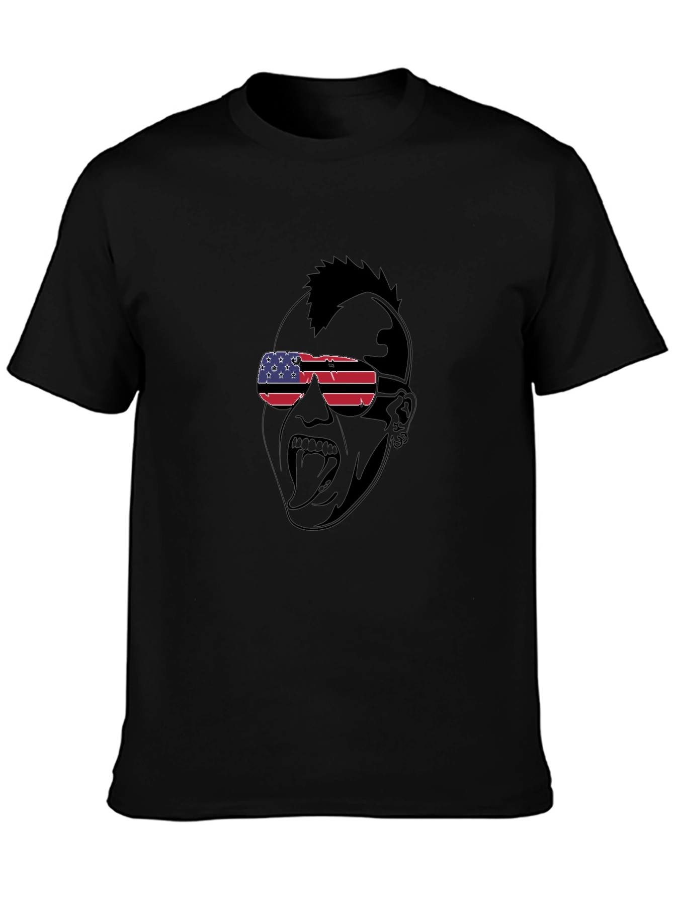 USA Flag Sunglasses Punk Graphic T-Shirt - 3