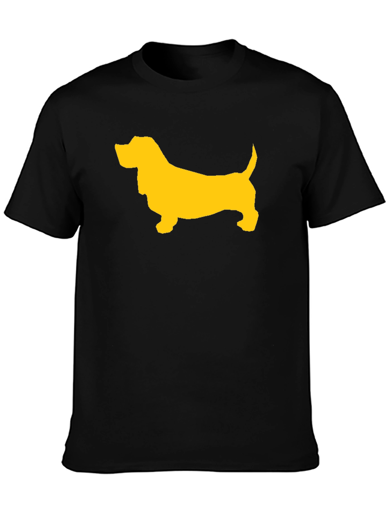 Black Black T-Shirt with Yellow Dog Graphic view 3