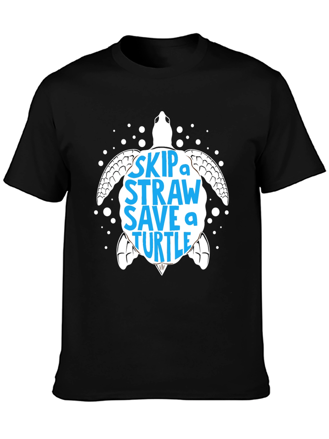 Black Skip a Straw Save a Turtle Graphic Tee - Eco-Friendly view 3