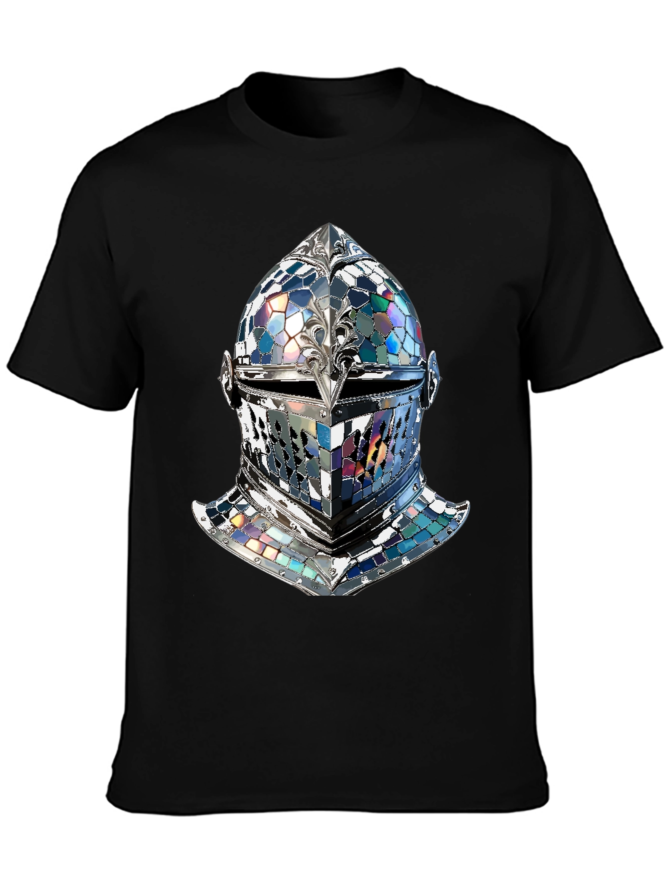 Black Knight Helmet Graphic Tee - Medieval Armor Design view 3