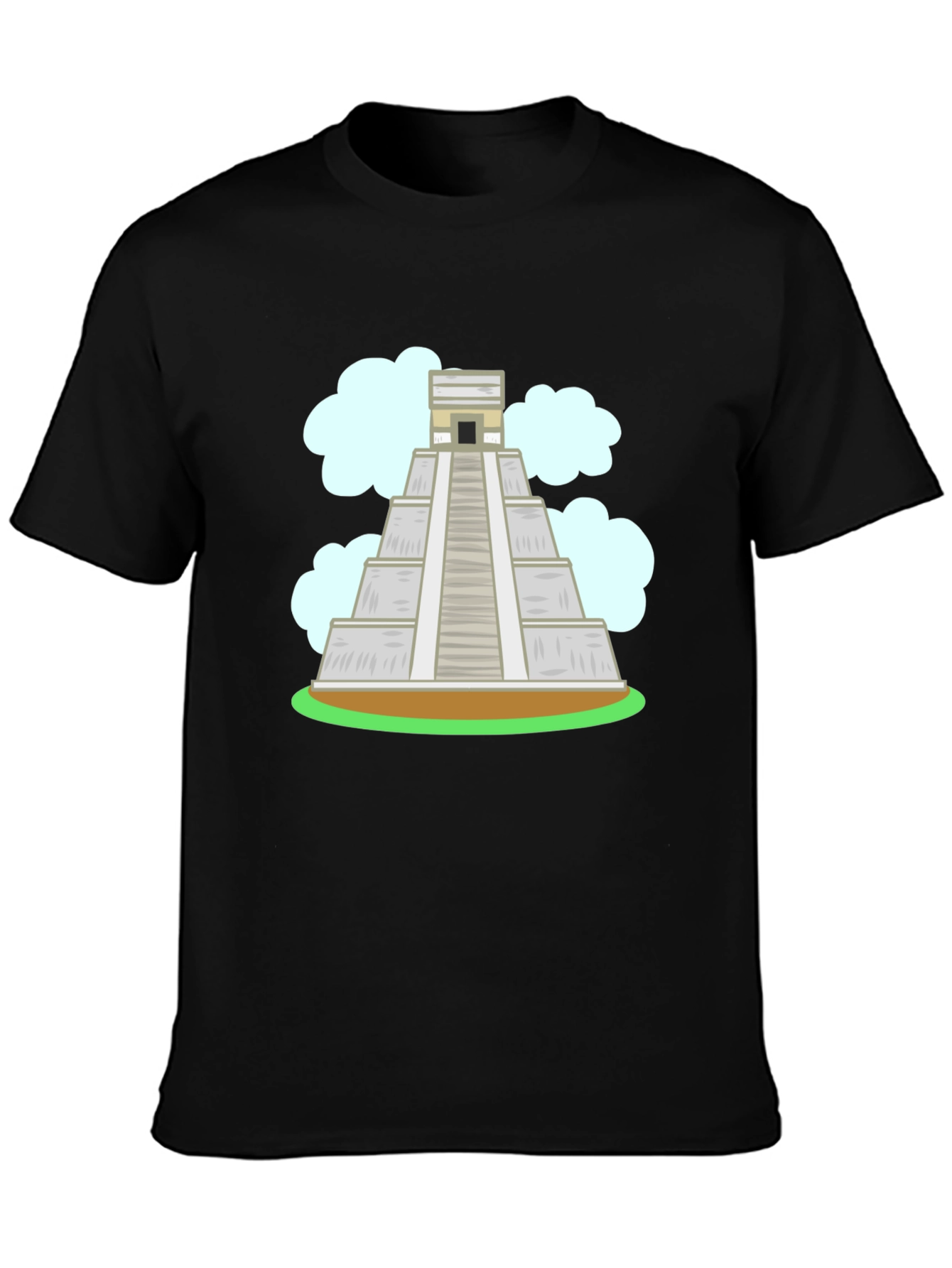Black Mayan Pyramid Graphic Tee - Black Cotton T-Shirt view 3