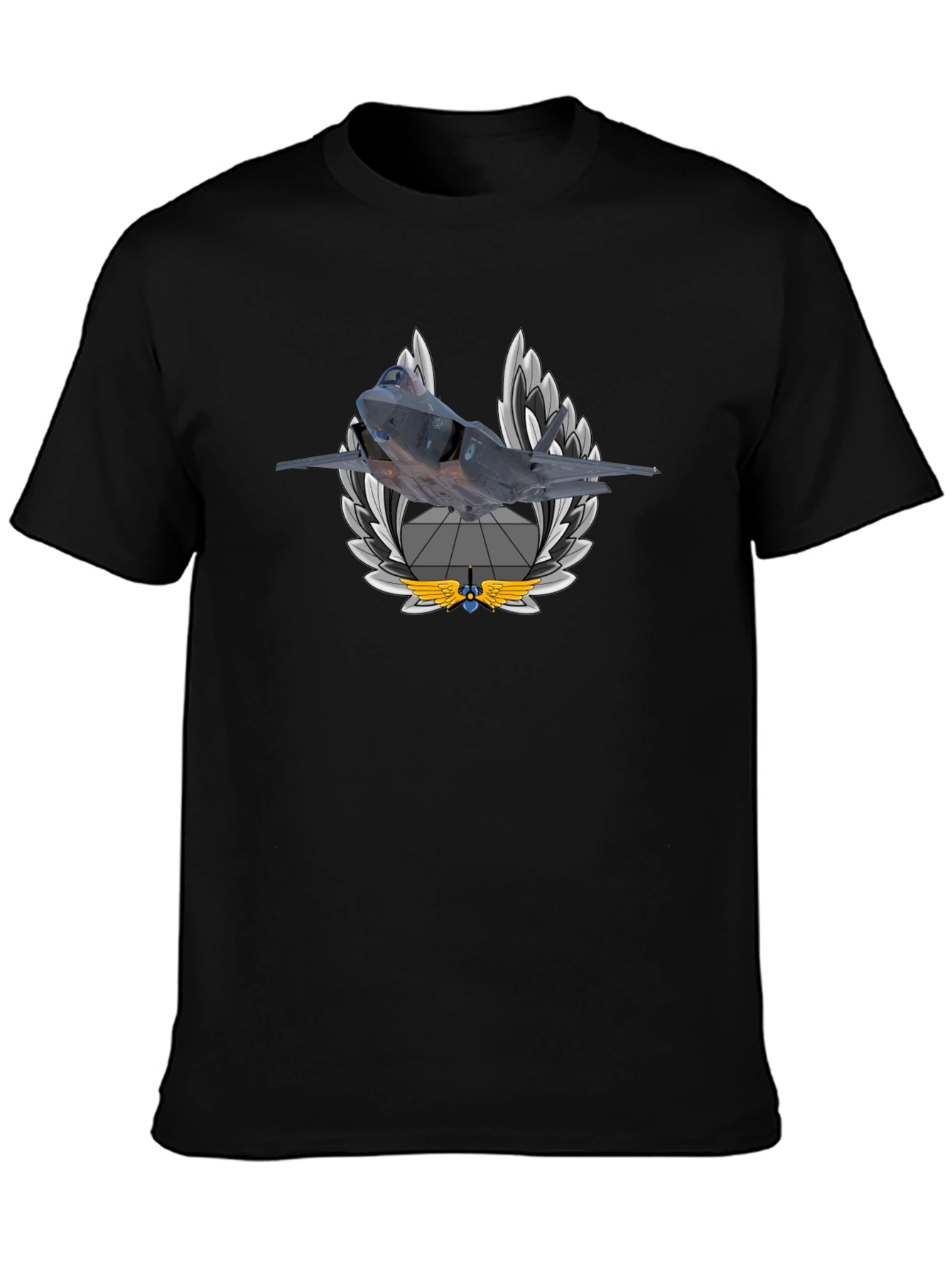 F-35 Fighter Jet Emblem Black T-Shirt - 3