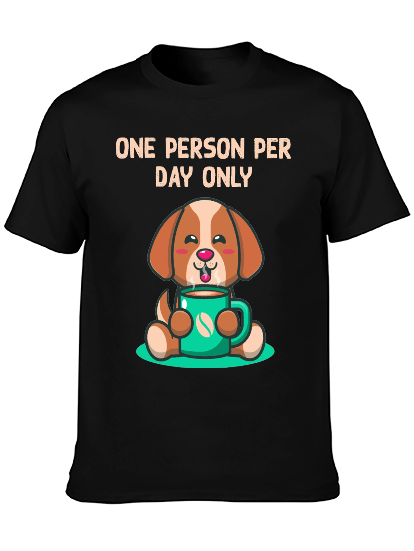 Black Cute Dog Coffee Lover T-Shirt view 3