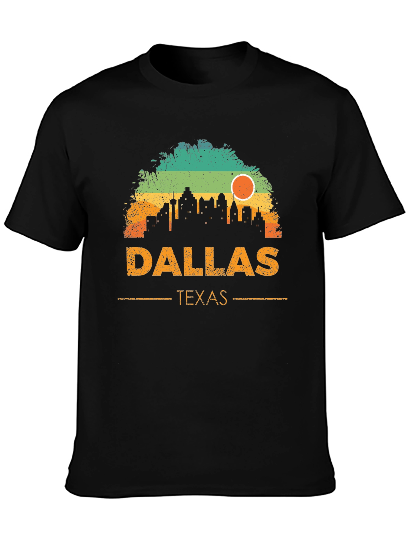 Black Dallas Texas Skyline Graphic T-Shirt view 3