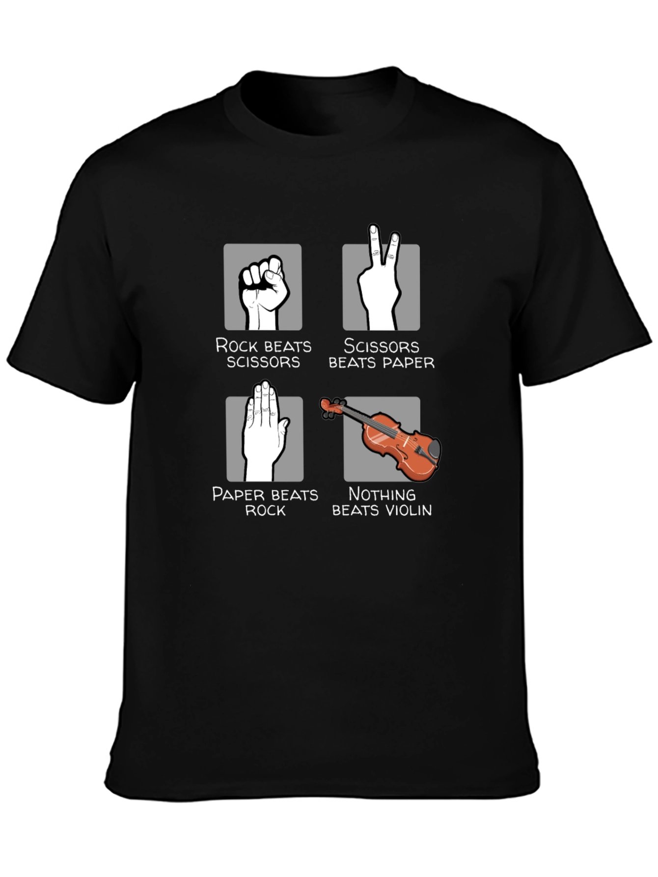 Black Rock Paper Scissors Violin Graphic Tee view 3