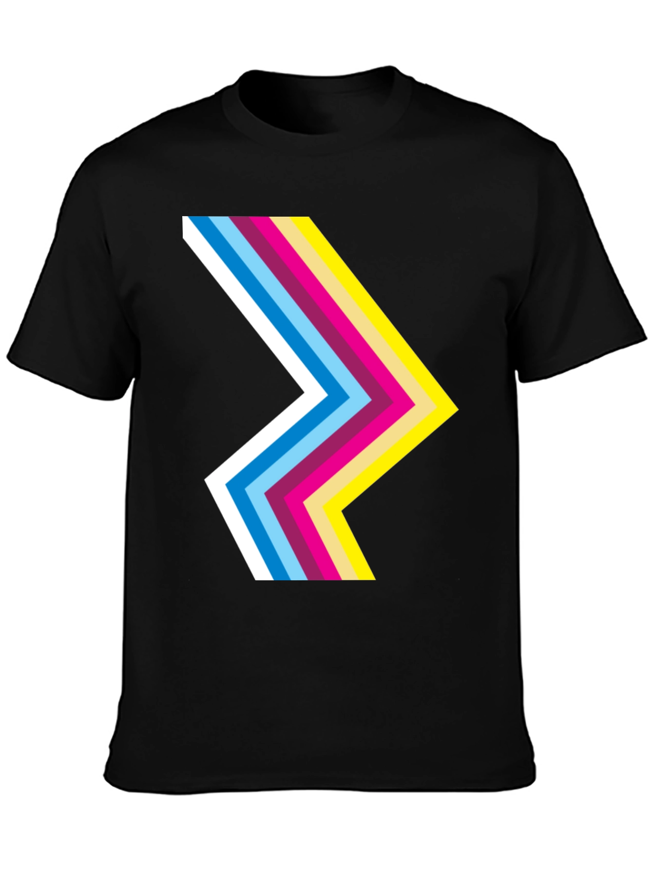 Black Retro Chevron Black T-Shirt - Stylish Graphic Tee view 3